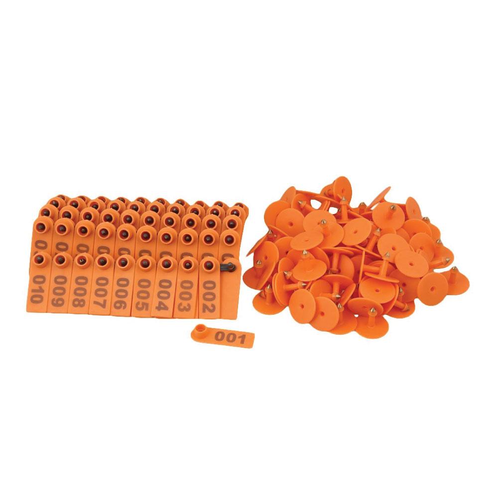 1-100 Cattle Number Ear Tag 5x2cm Set - Orange Mini Pig Sheep Livestock Label-1