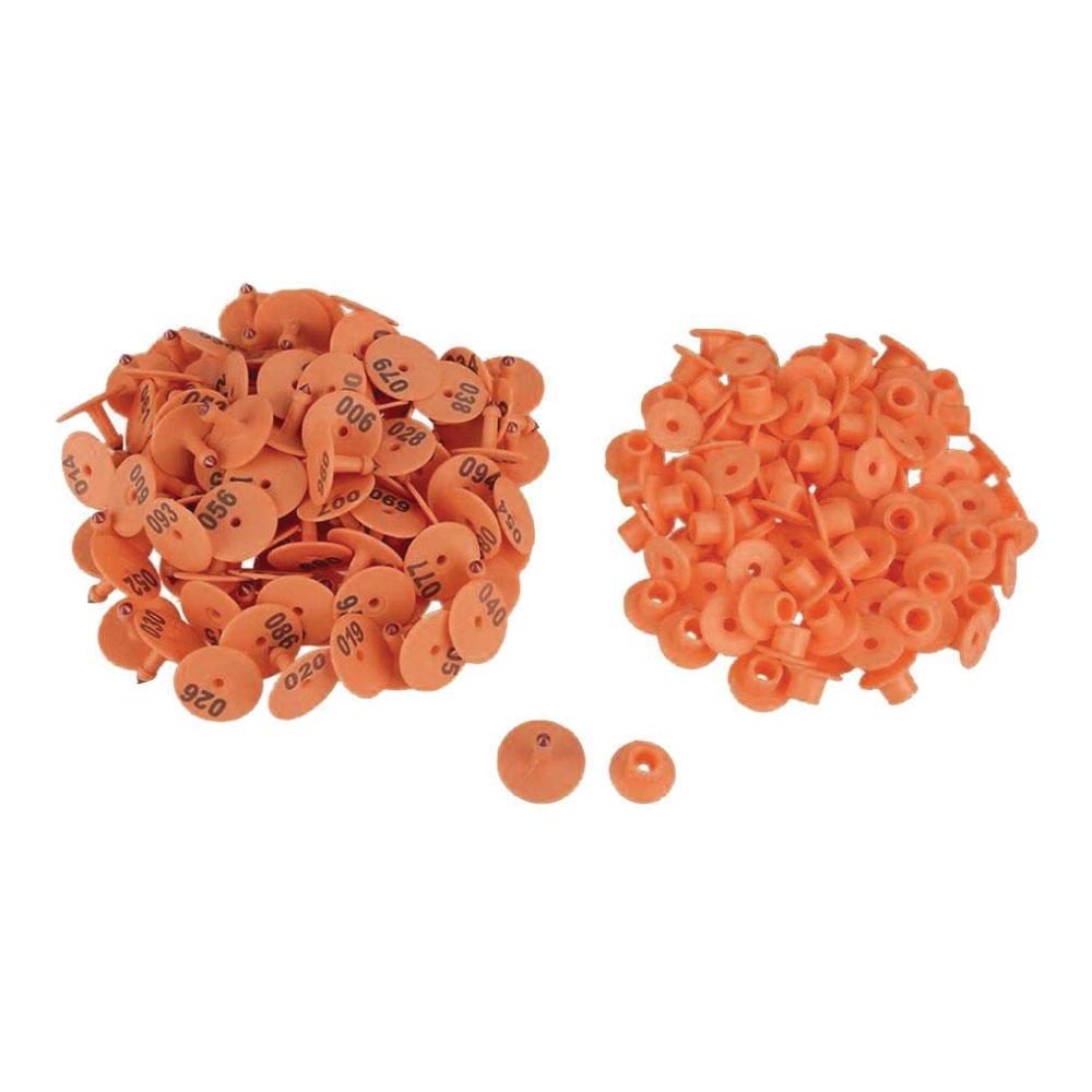 1-100 Cattle Number Ear Tag Set - Round Orange Pig Sheep Goat Livestock Label-0