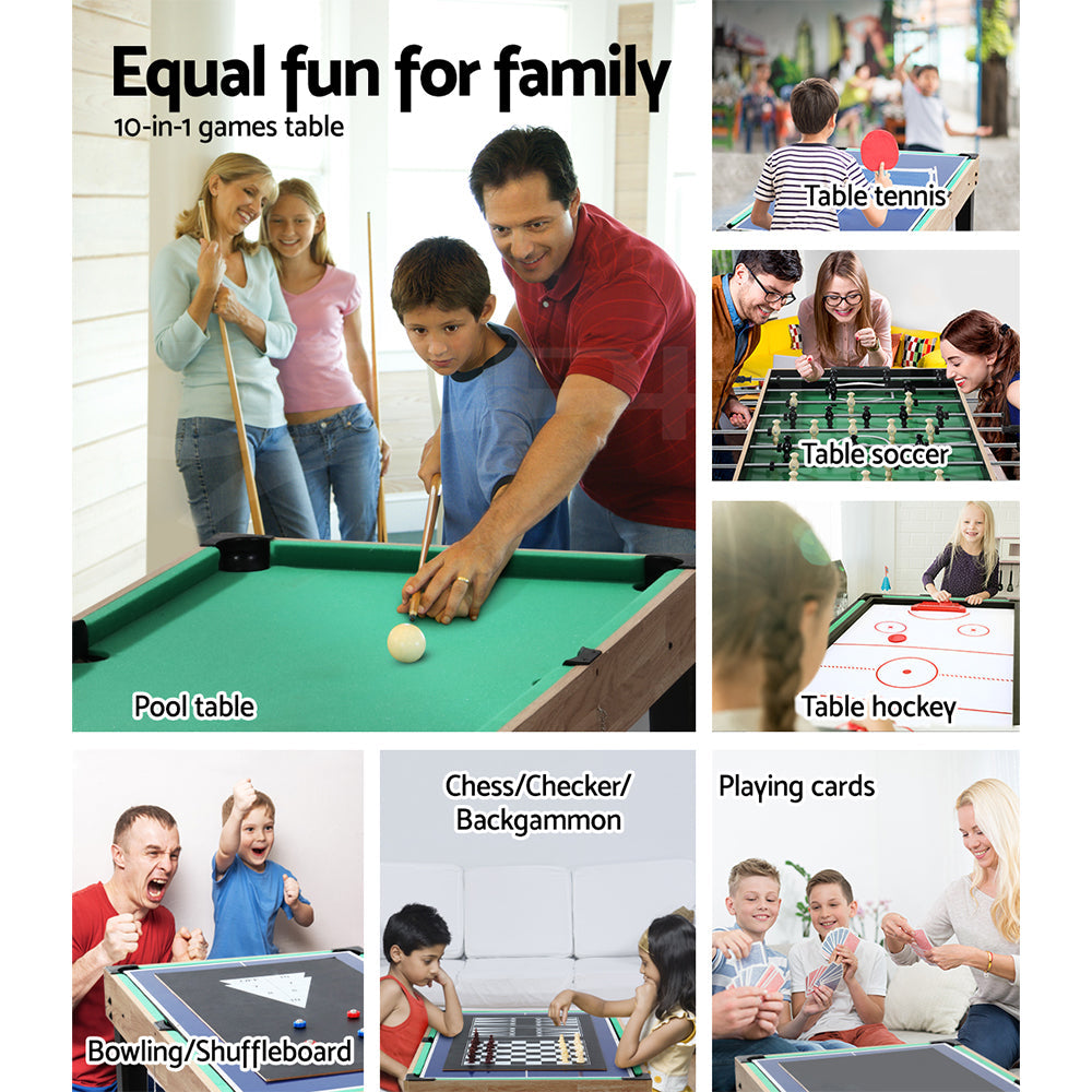 10 in 1 Soccer Table Foosball Hockey Pool Bowling Combo Games Home Party Gift-4