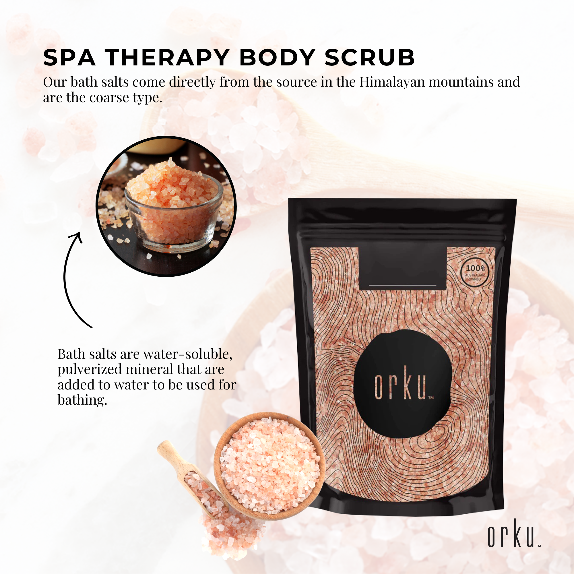 100g Pink Himalayan Bath Salts - Natural Crystal Rocks - Spa Therapy Body Scrub-4