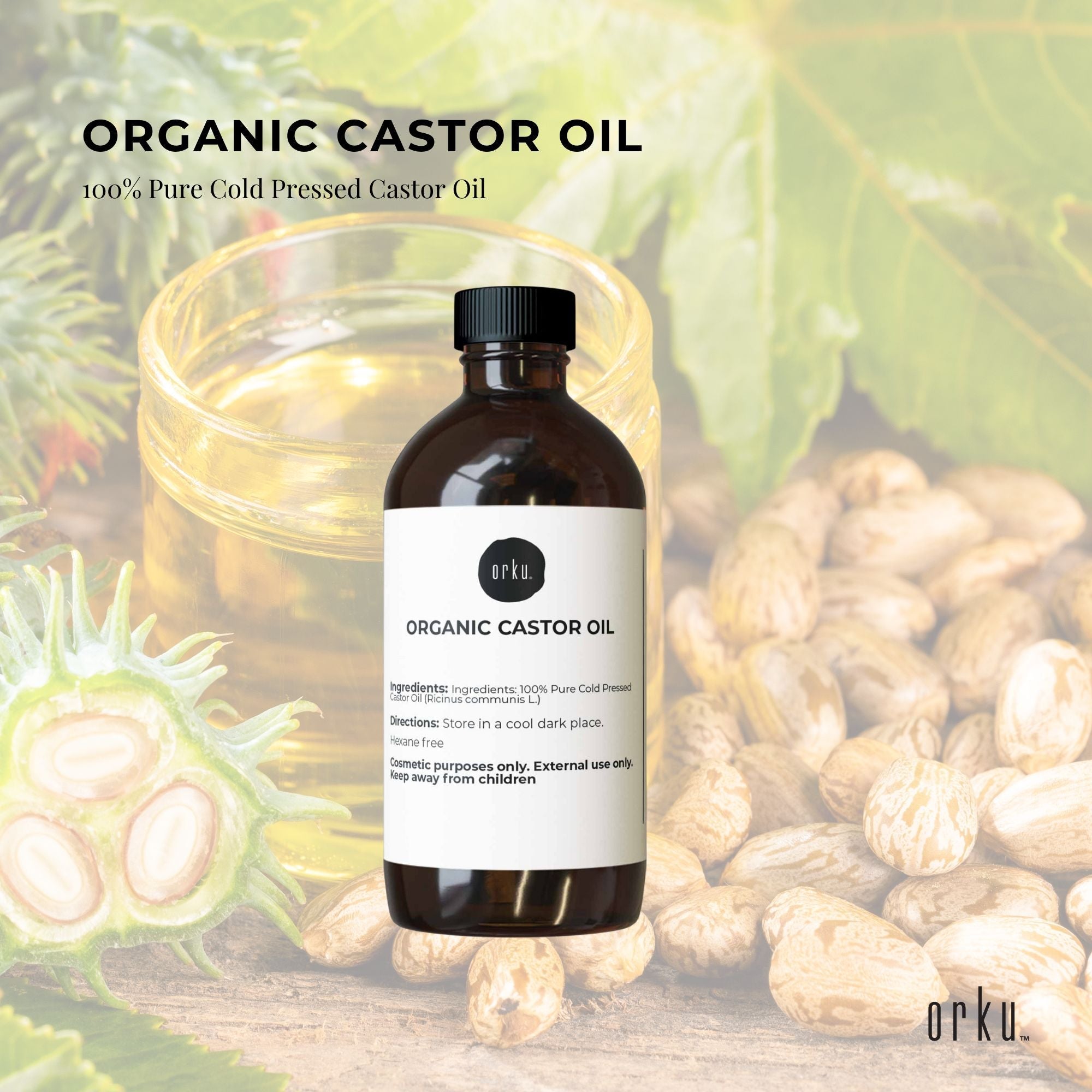 100ml Organic Castor Oil - Hexane Free Cold Pressed Anti Oxidant Skin Hair Care-1