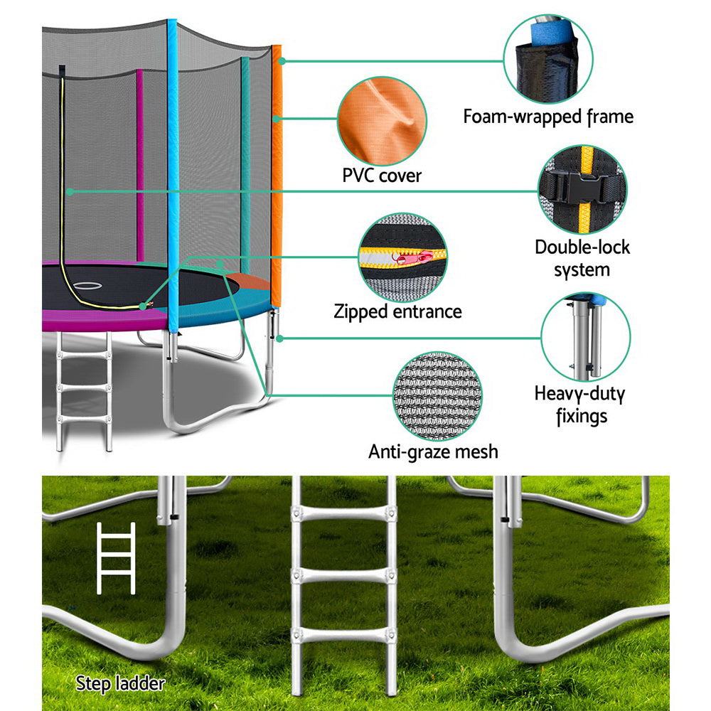 10FT Trampoline Round Trampolines Kids Safety Net Enclosure Pad Outdoor Gift Multi-coloured-5