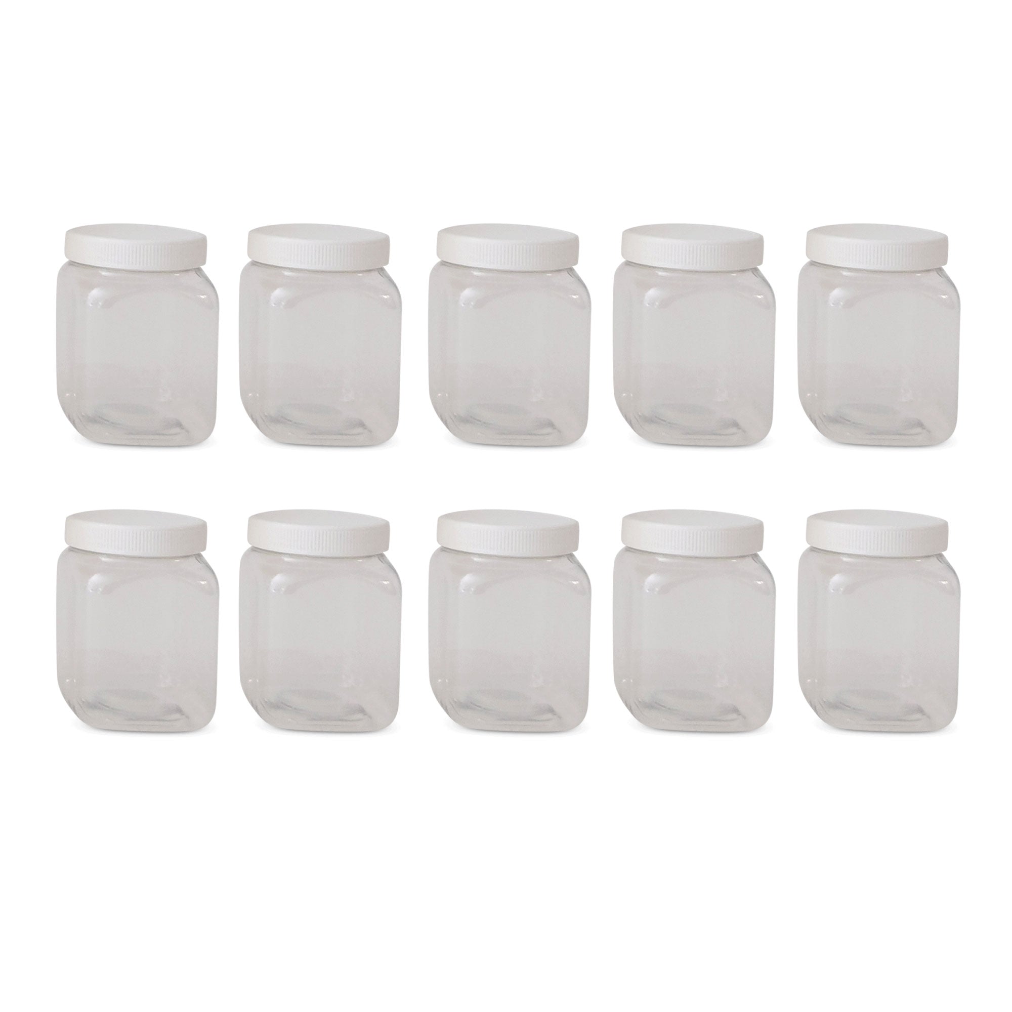 10x 250g Plastic Honey Jars + Lids - Square Clear Food Grade Packaging Containers-0
