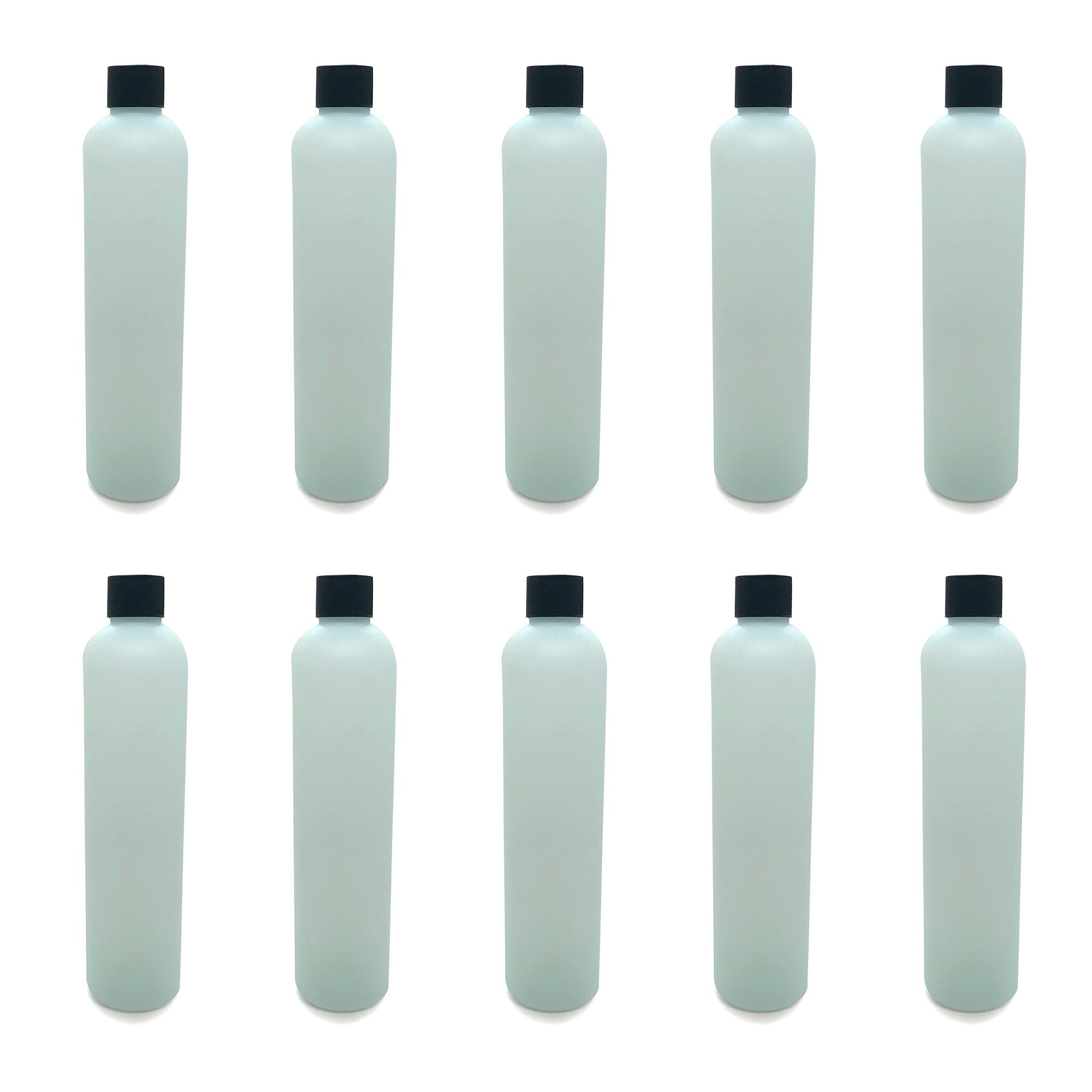 10x 325ml HDPE Bottles + 24/410 Neck Caps - Plastic Empty Translucent Green-0