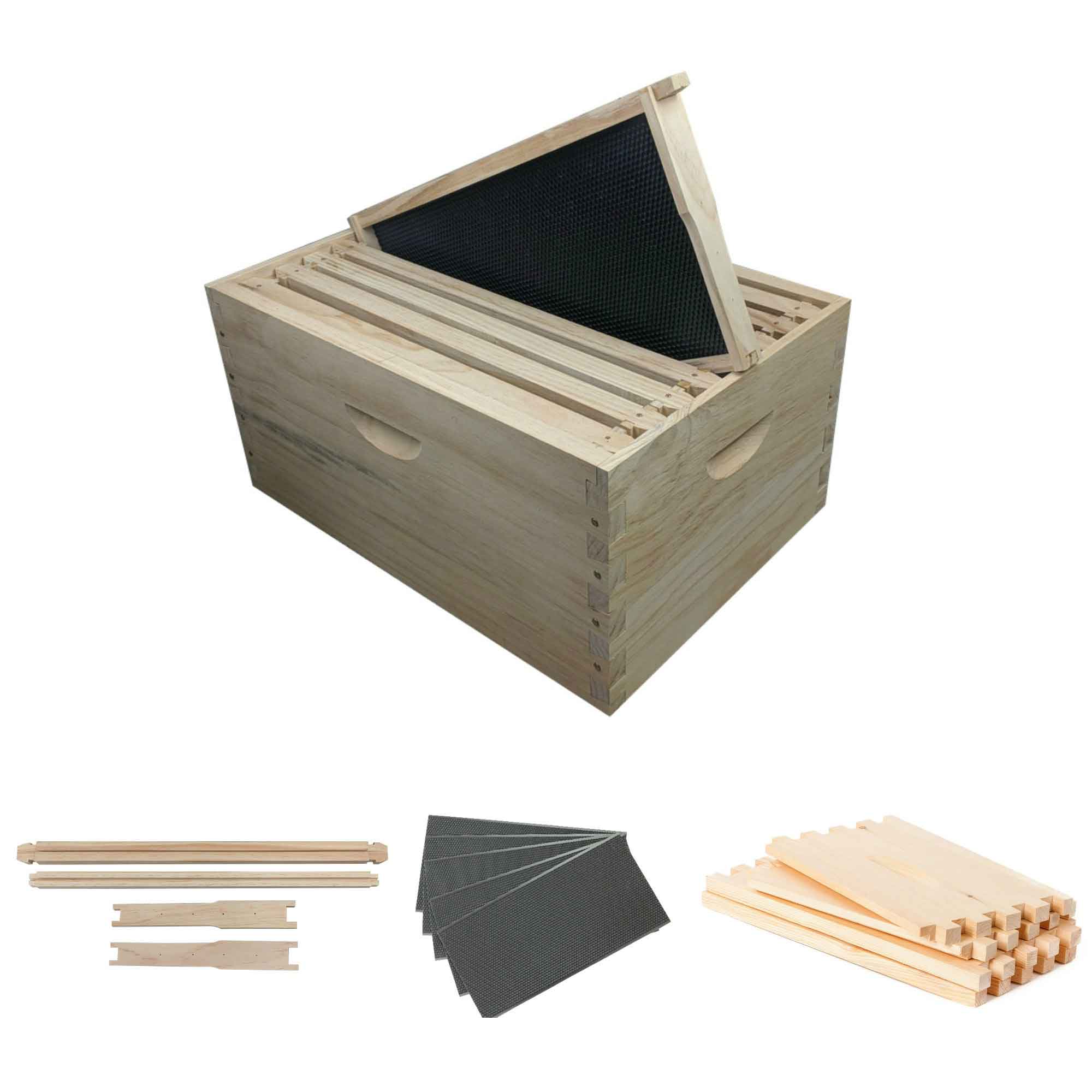 10x Wood Frames Plastic Foundations Unassembled Deep Hive Brood Frame Beekeeping-6