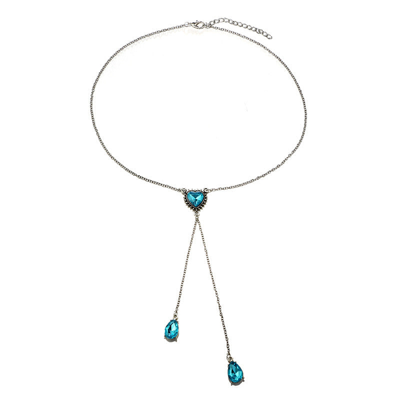 Heart shaped water drop tassel necklace