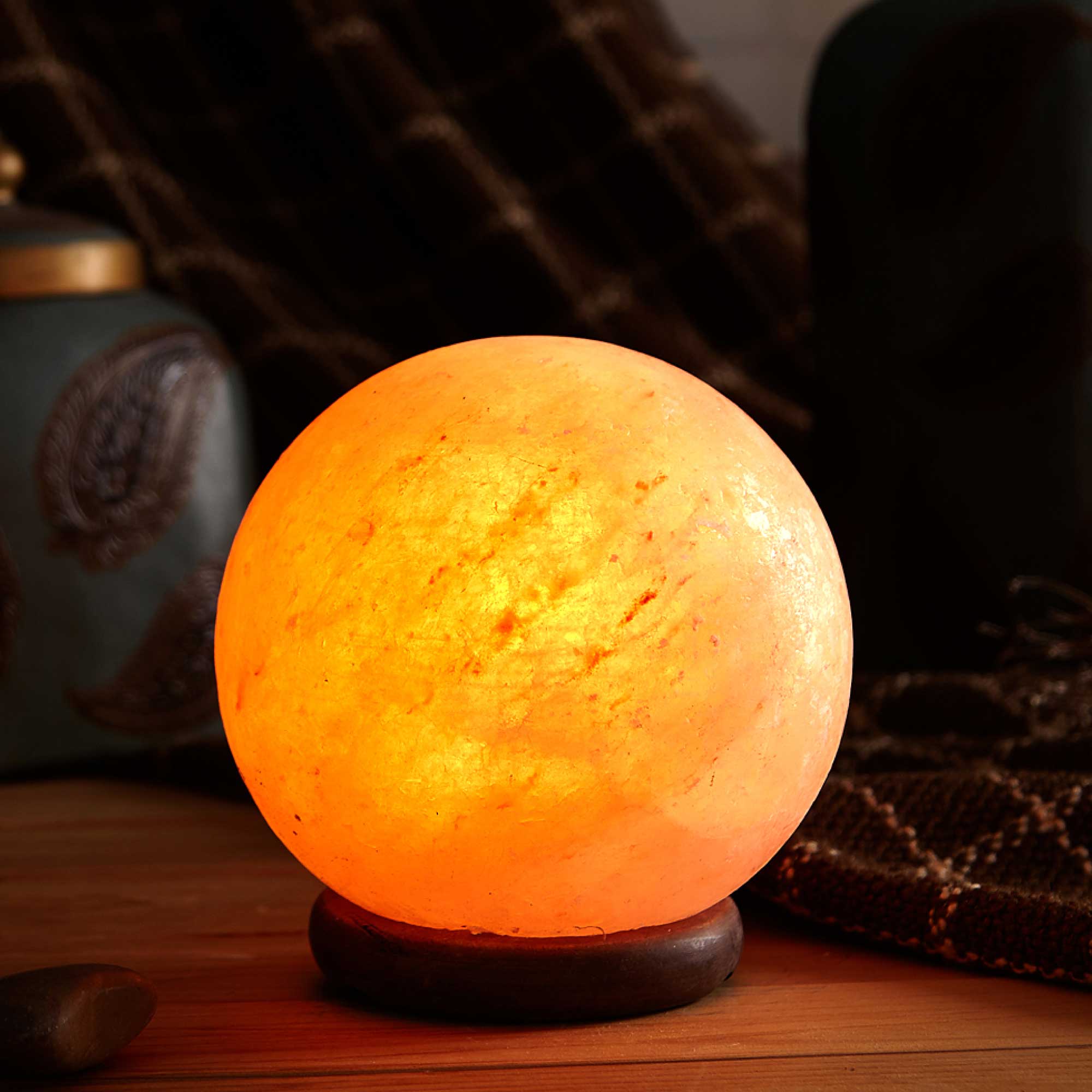 12V 12W 6.5" Ball Himalayan Pink Salt Lamp Carved Rock Crystal Light Bulb On/Off-5