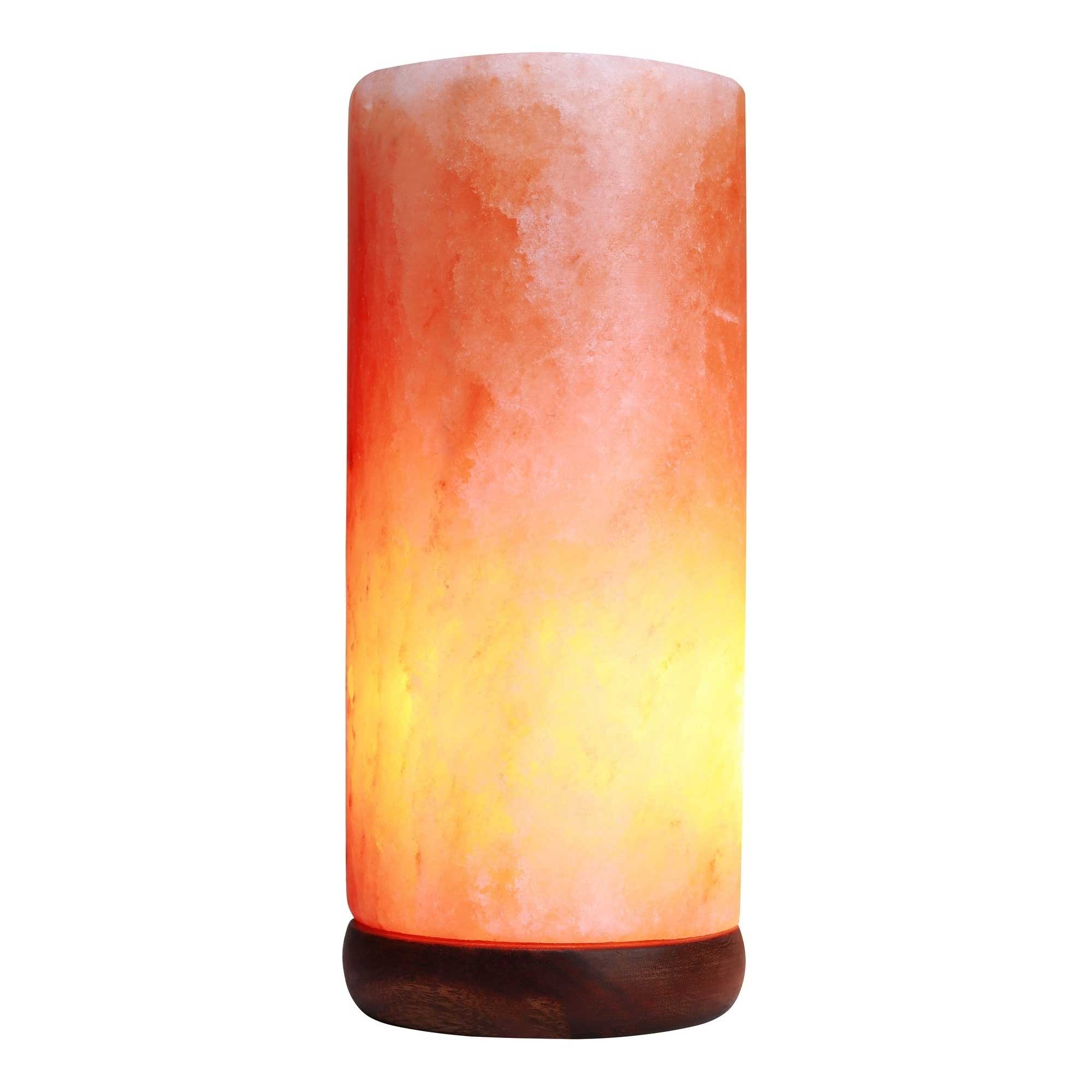 12V 12W Cylinder Himalayan Pink Salt Lamp Carved Rock Crystal Light Bulb On/Off-5