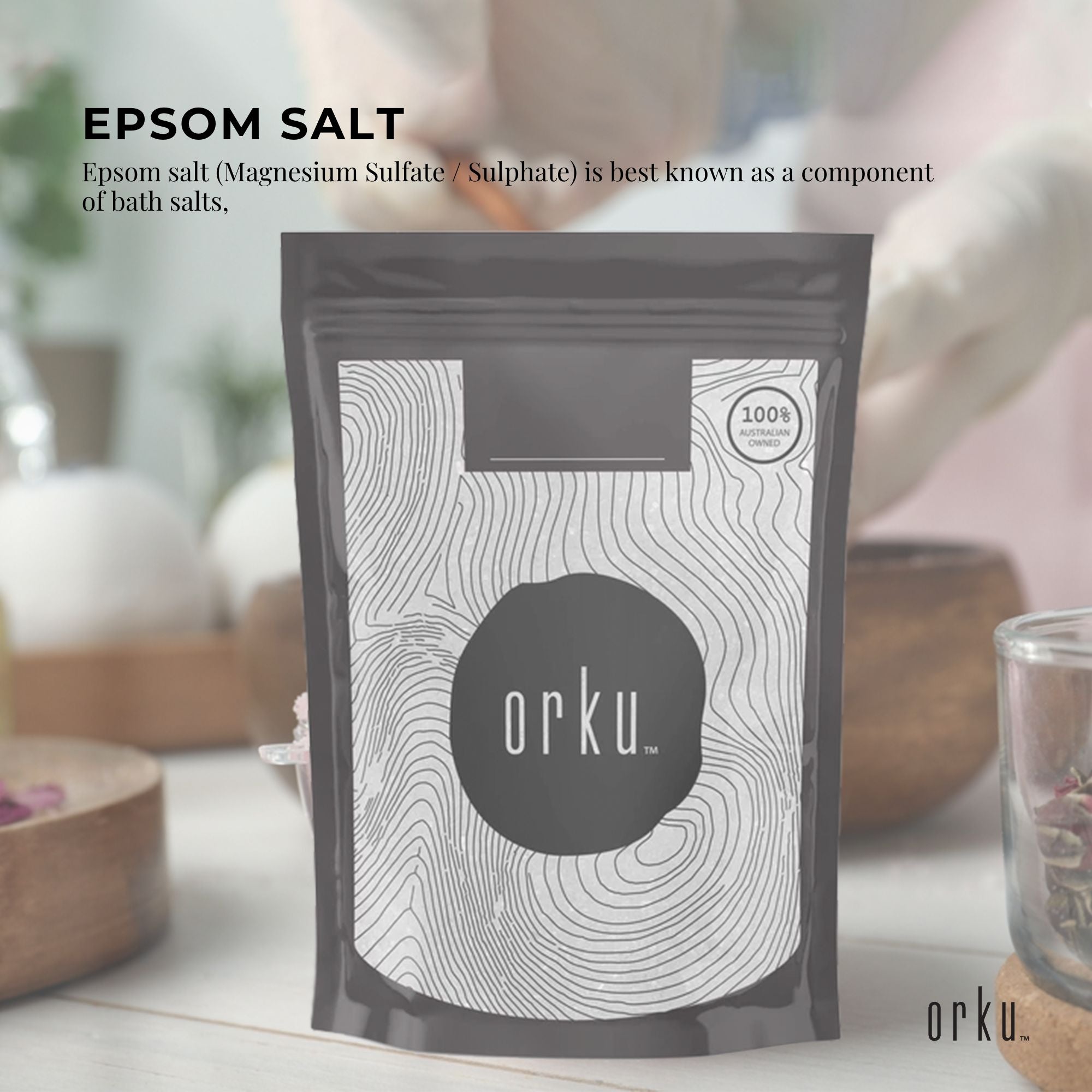 12x 1Kg Orku Epsom Salt - Magnesium Sulphate Bath Salts Skin Body-2