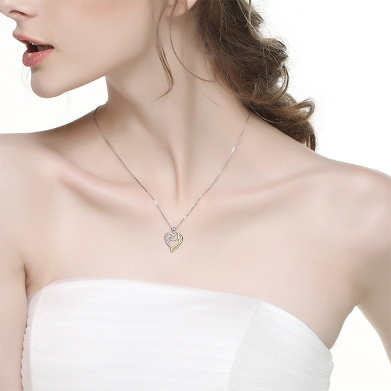 Heart Shaped Hollow Diamond Horse Head Necklace
