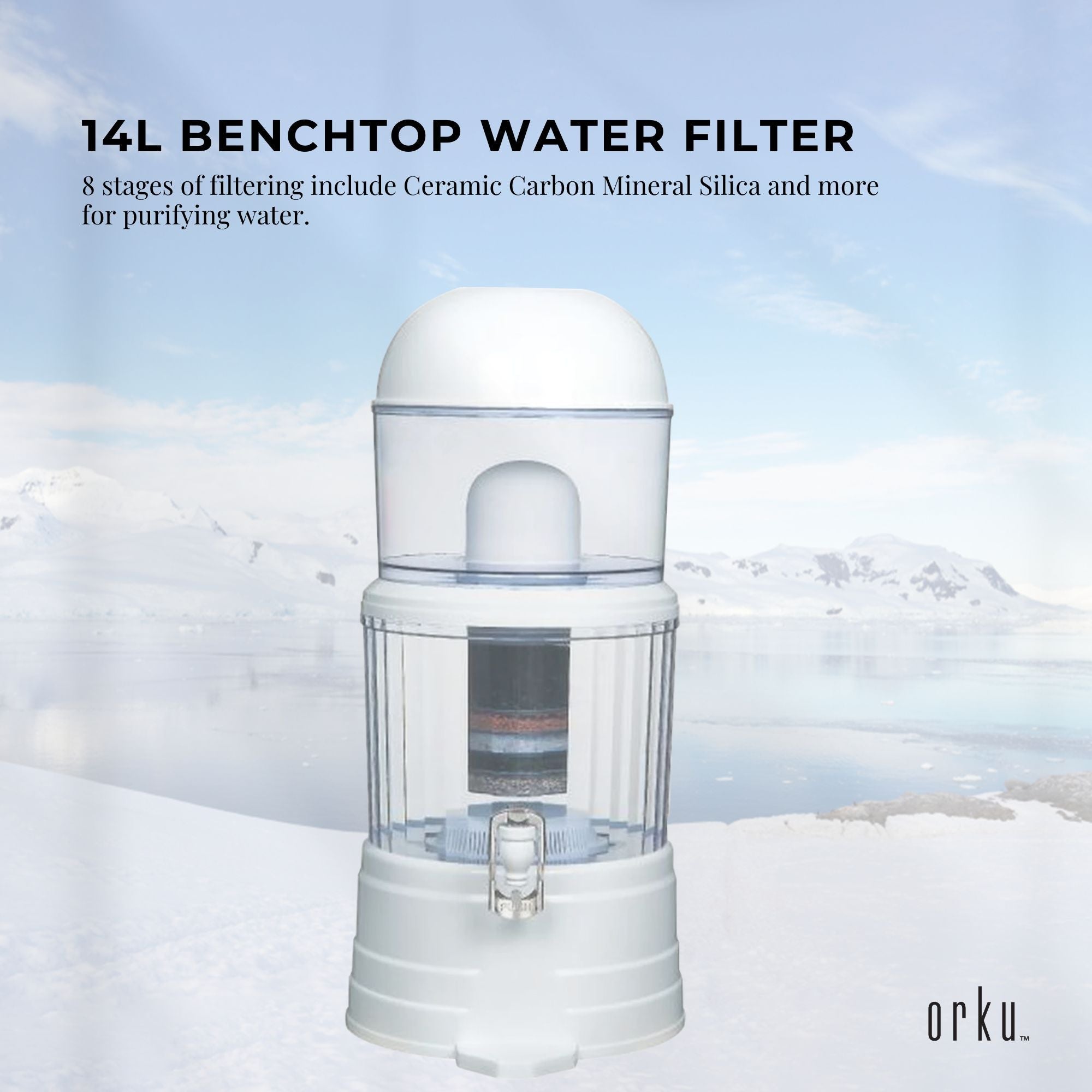 14L Benchtop 8 Stage Water Filter - Ceramic Carbon Mineral Stone Silica Purifier-1