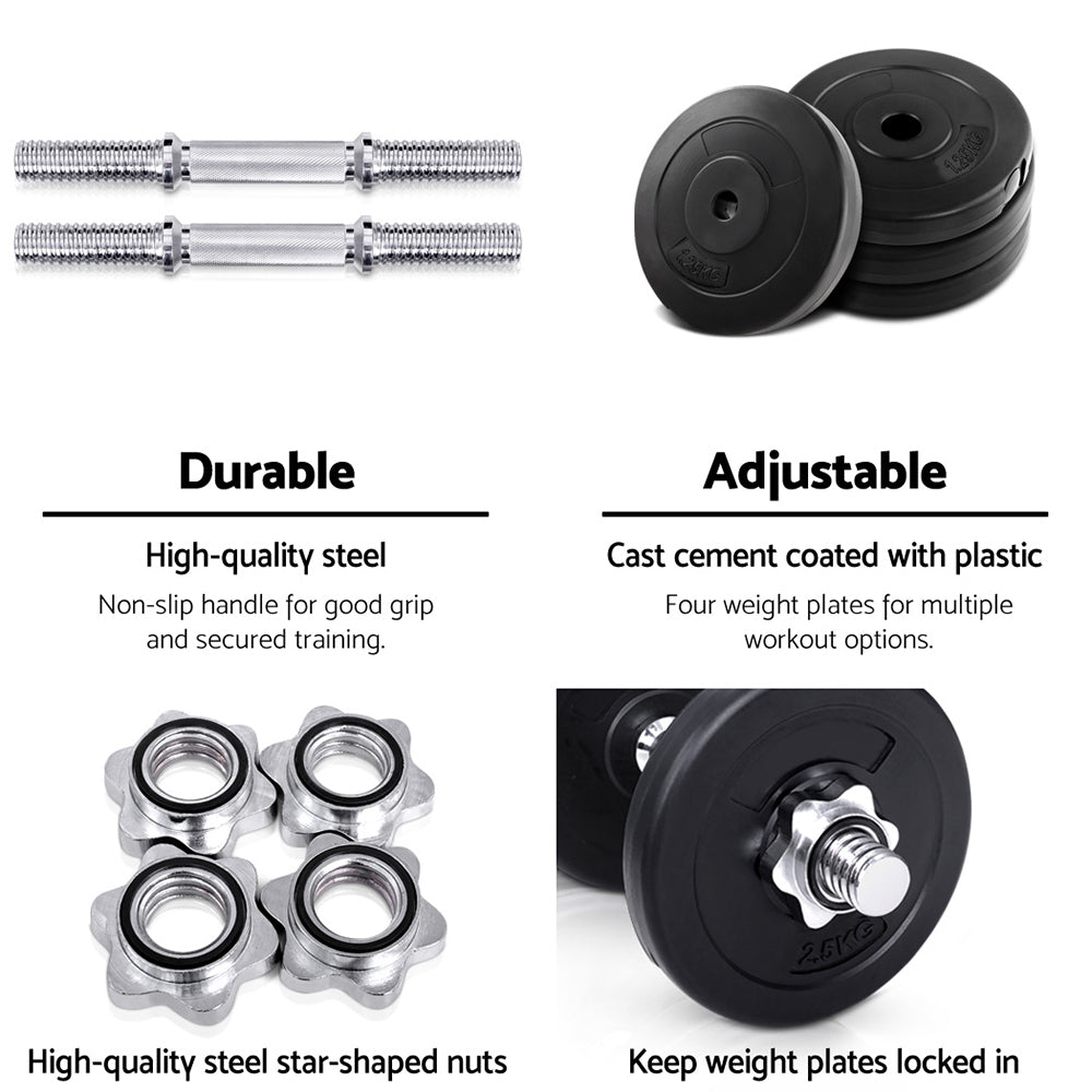 15KG Dumbbells Dumbbell Set Weight Training Plates Home Gym Fitness Exercise-4