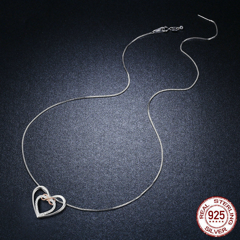 S925 Sterling Silver Smart Heart-shaped Gold-plated Pendant Necklace