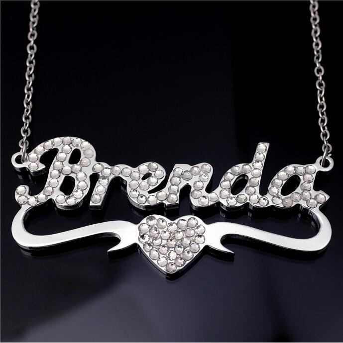 Source Manufacturer Ins Style European And American Fashion Full Diamond Name Letter Custom Necklace Diy Steel Titanium Jewelry Pendant