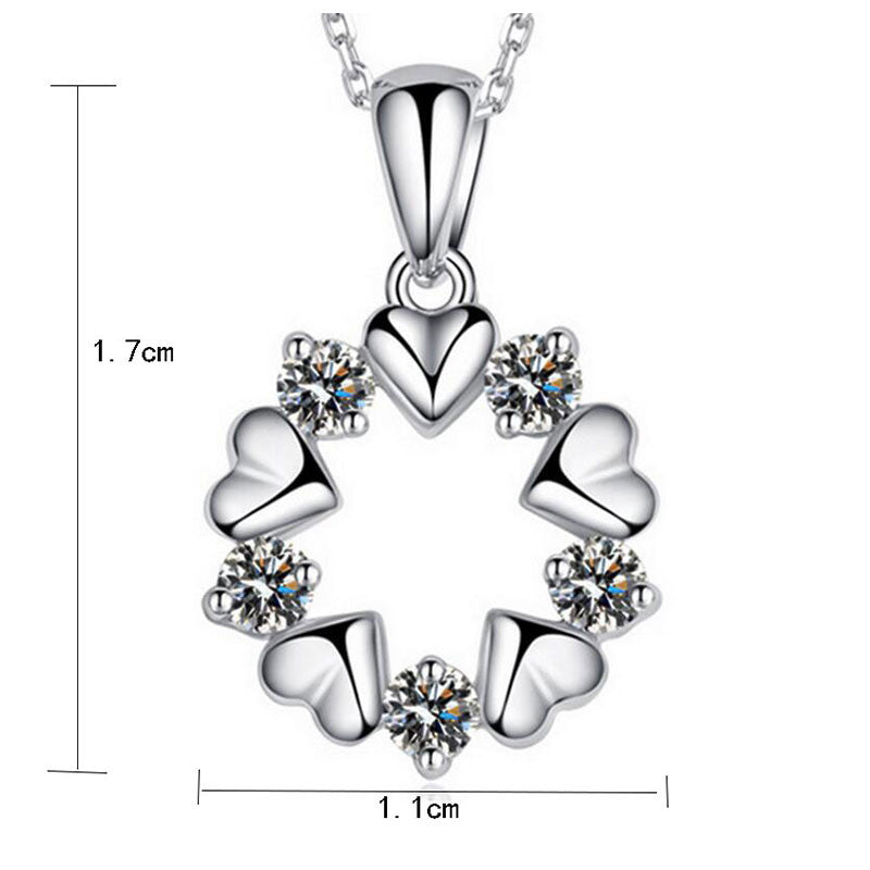 Silver Four-leaf Clover Pendant Love Heart