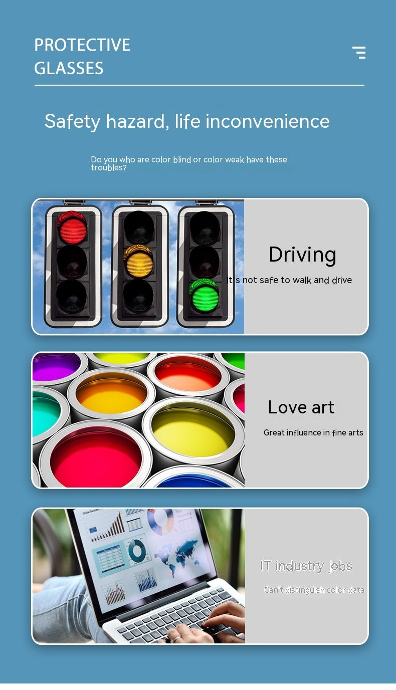 Red-green Color-blindness Weak Color Glasses Male Traffic Light Identification Color HD Color Blindness Glasses
