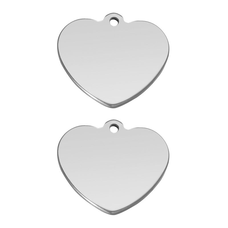 Stainless Steel Glossy Glossy Heart-shaped Brand Peach Heart Pendant Necklace Titanium Steel Metal Heart-shaped Pet Tag