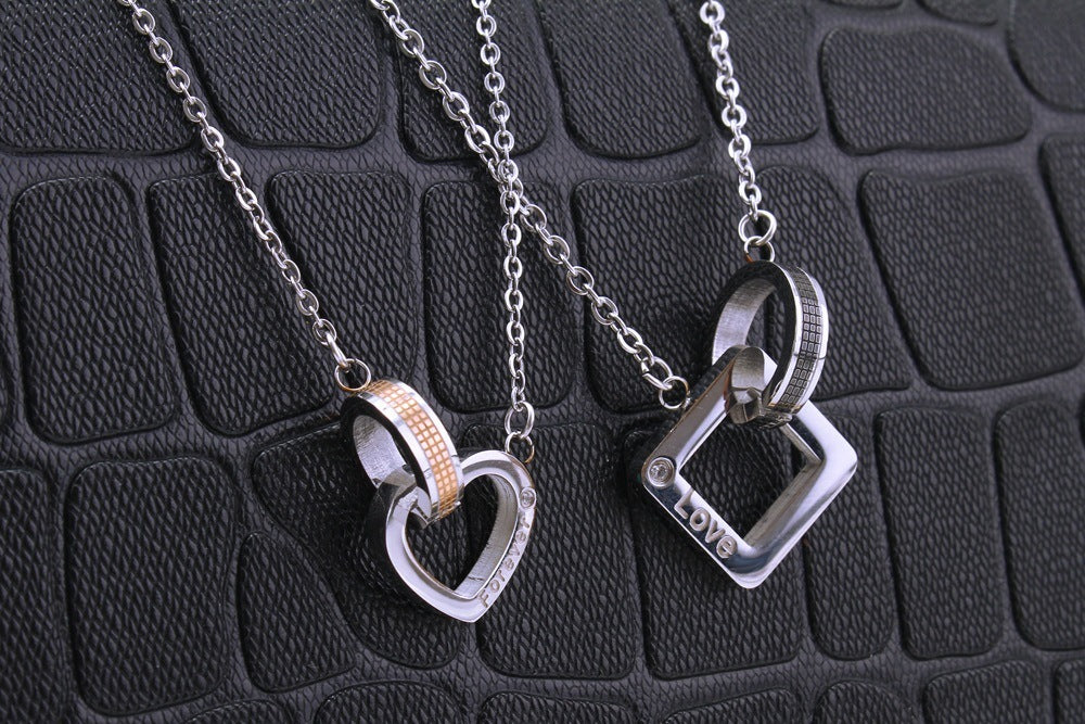 Heart and square necklace pendant
