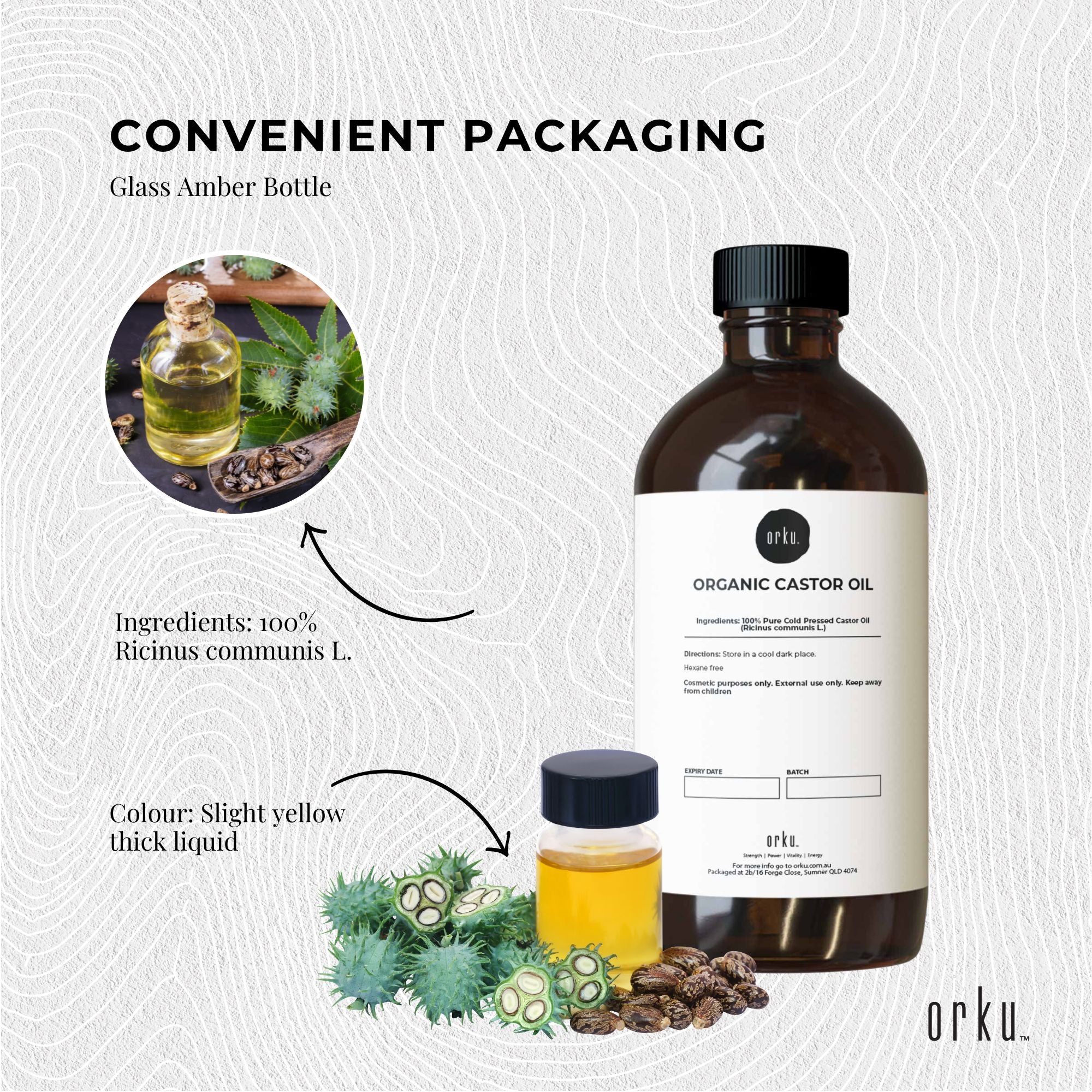 1L Organic Castor Oil - Hexane Free Cold Pressed Anti Oxidant Skin Hair Care-4