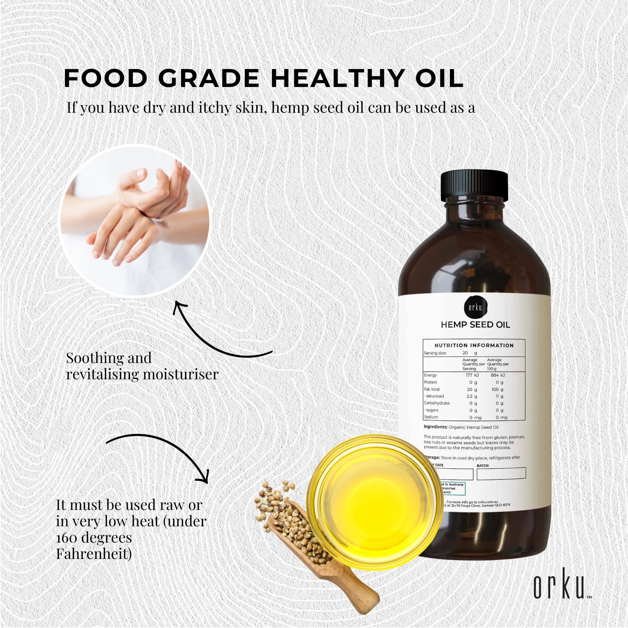 1L Organic Hemp Seed Oil - Cold Pressed Food Grade Healthy Oils Foods-4