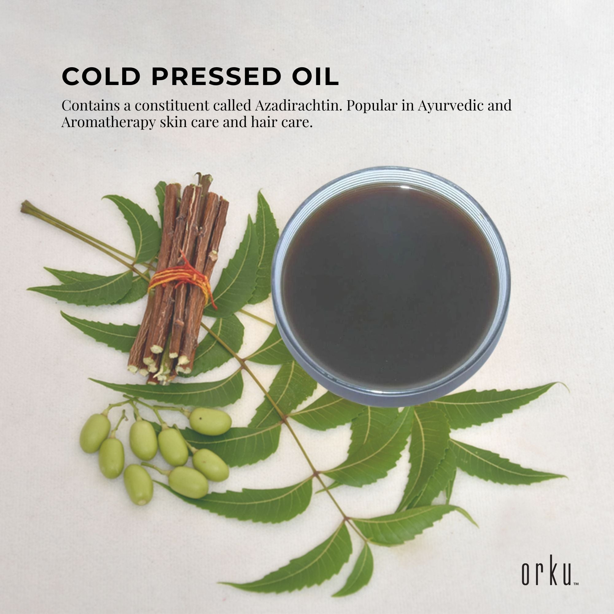 Orku 1L Organic Neem Seed Oil - Debitterised Cold Pressed Azadirachtin Indica-6