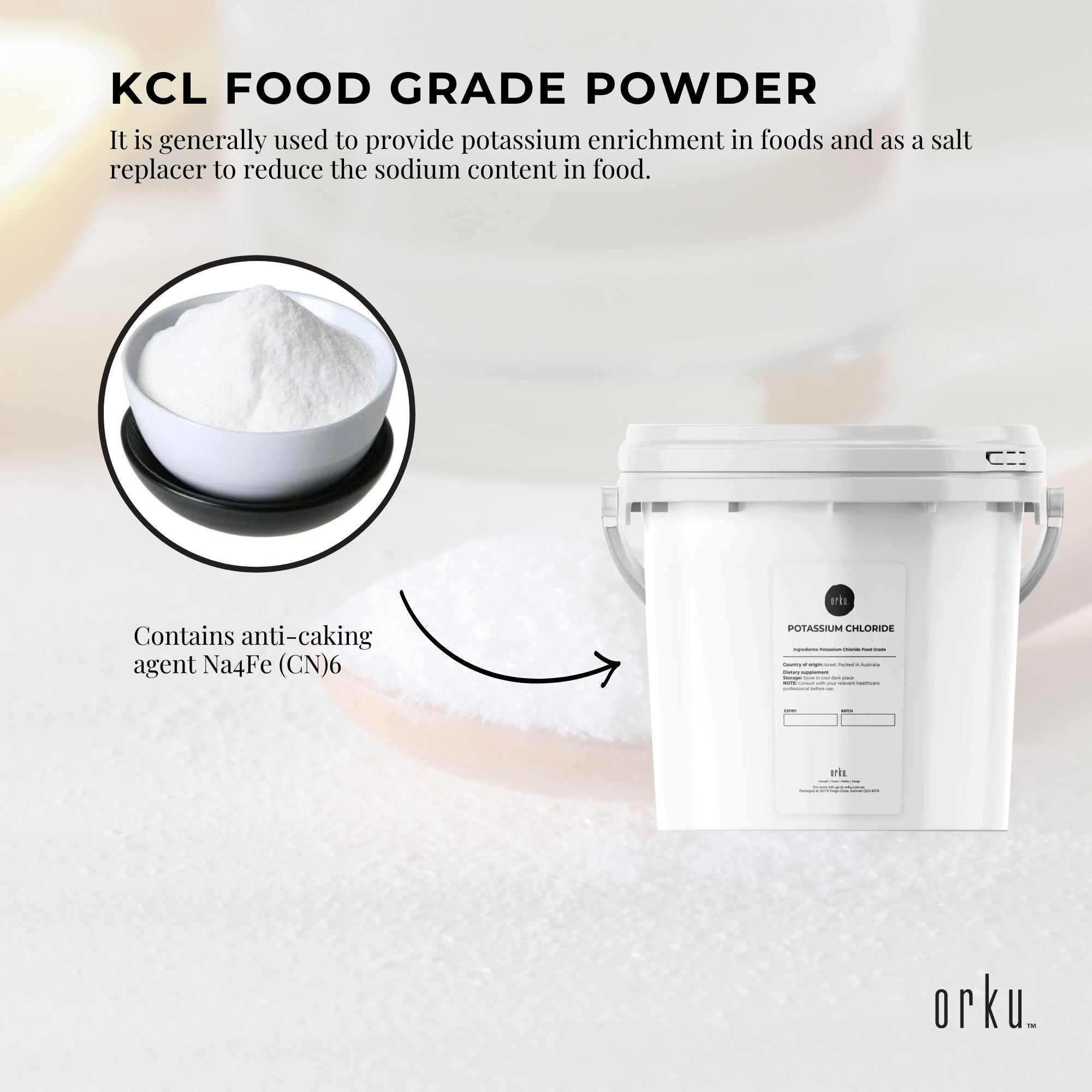 1.3Kg Potassium Chloride Powder Tub - Pure KCL E508 Food Grade Supplement-3