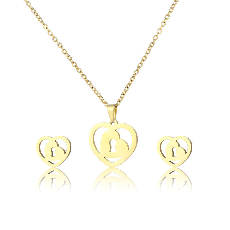 Heart-shaped necklace and earrings set