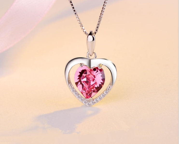 925 sterling silver my heart eternal necklace jewelry crystal pendant