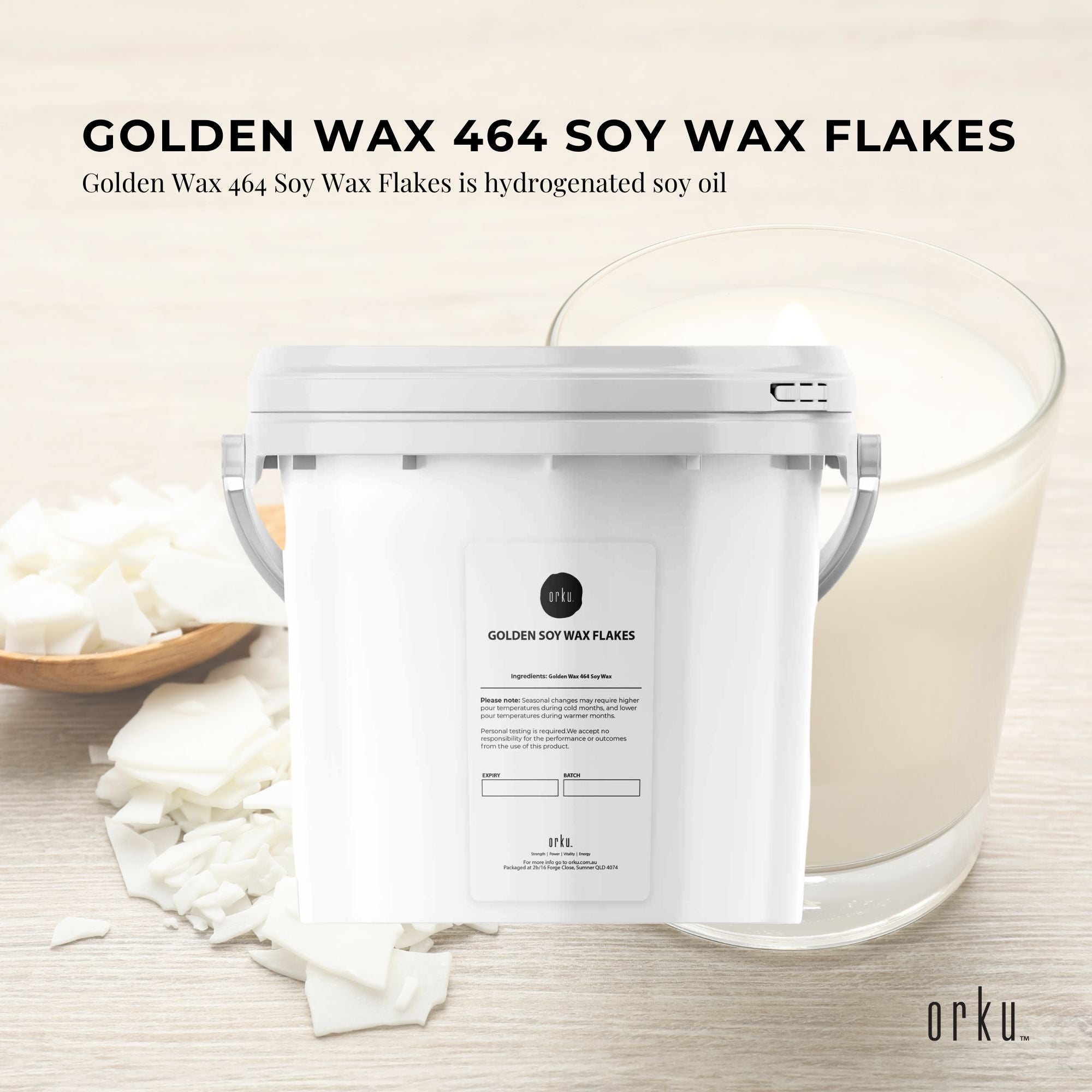 2Kg Golden 464 Soy Wax Flakes Bucket - 100% Pure Natural DIY Candle Melts Chips-2