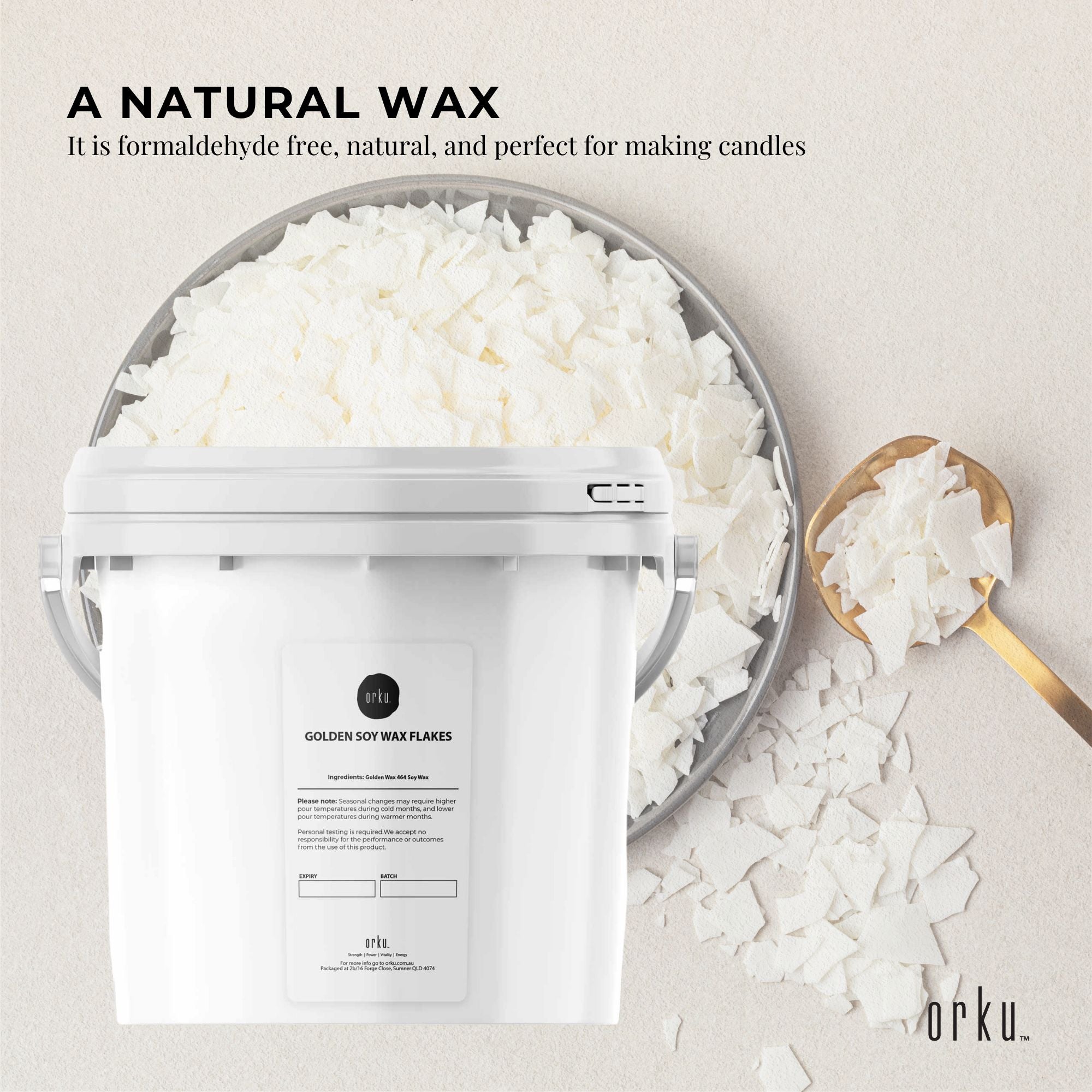 2Kg Golden 464 Soy Wax Flakes Bucket - 100% Pure Natural DIY Candle Melts Chips-3