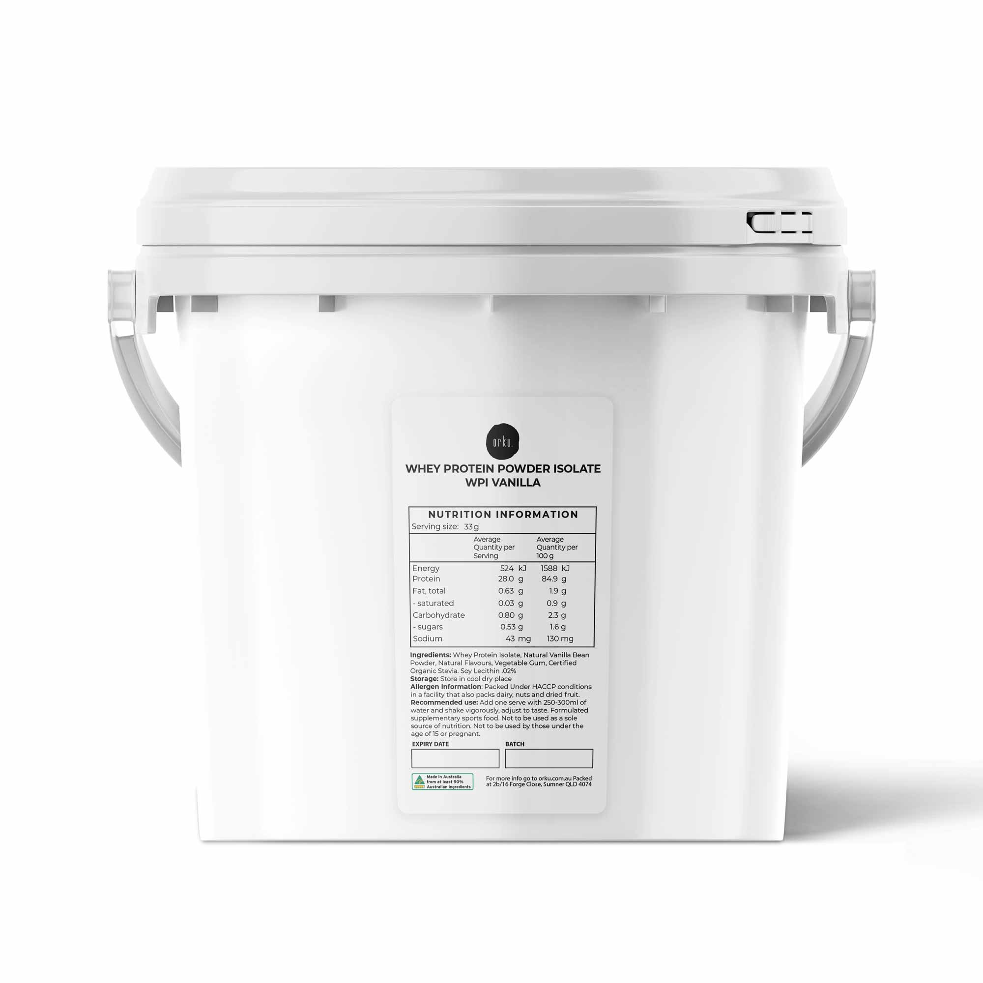 2Kg Whey Protein Powder Isolate - Vanilla Shake WPI Supplement Bucket-0