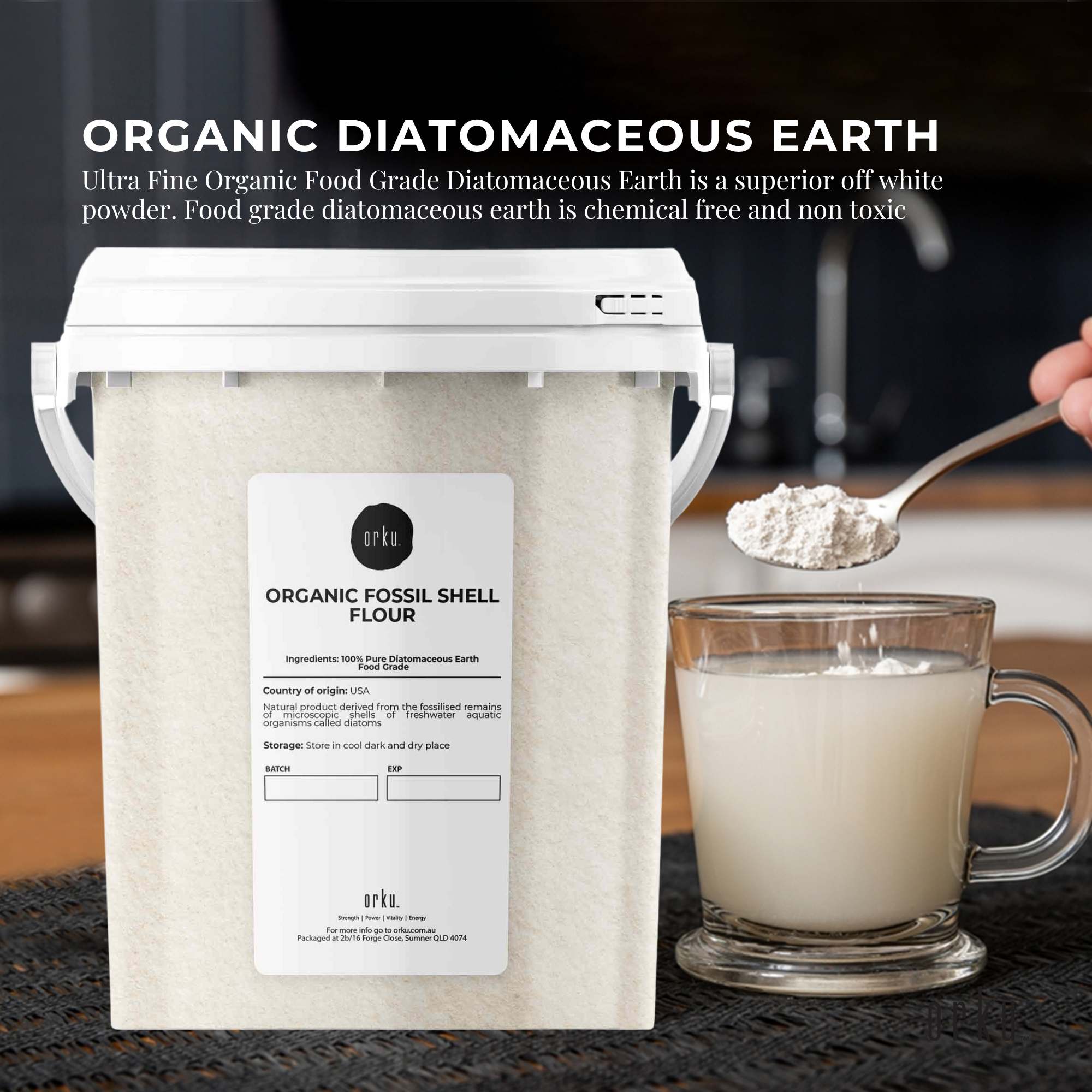 Organic Fine Diatomaceous Earth Tubs - Food Grade Fossil Shell Flour Powder-2