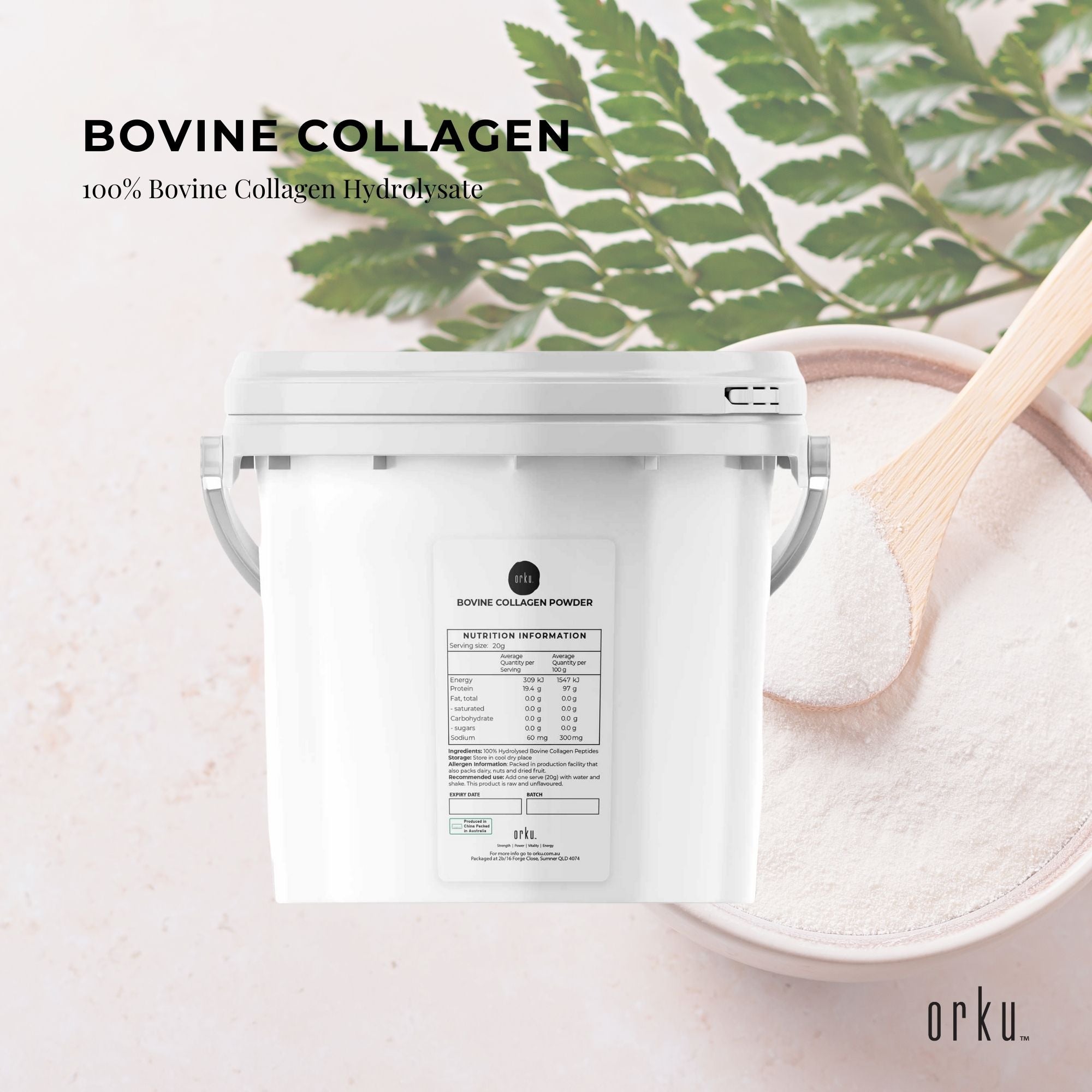 2.5Kg Collagen Powder Bucket - Bovine Protein Peptide Supplement Unflavoured-1