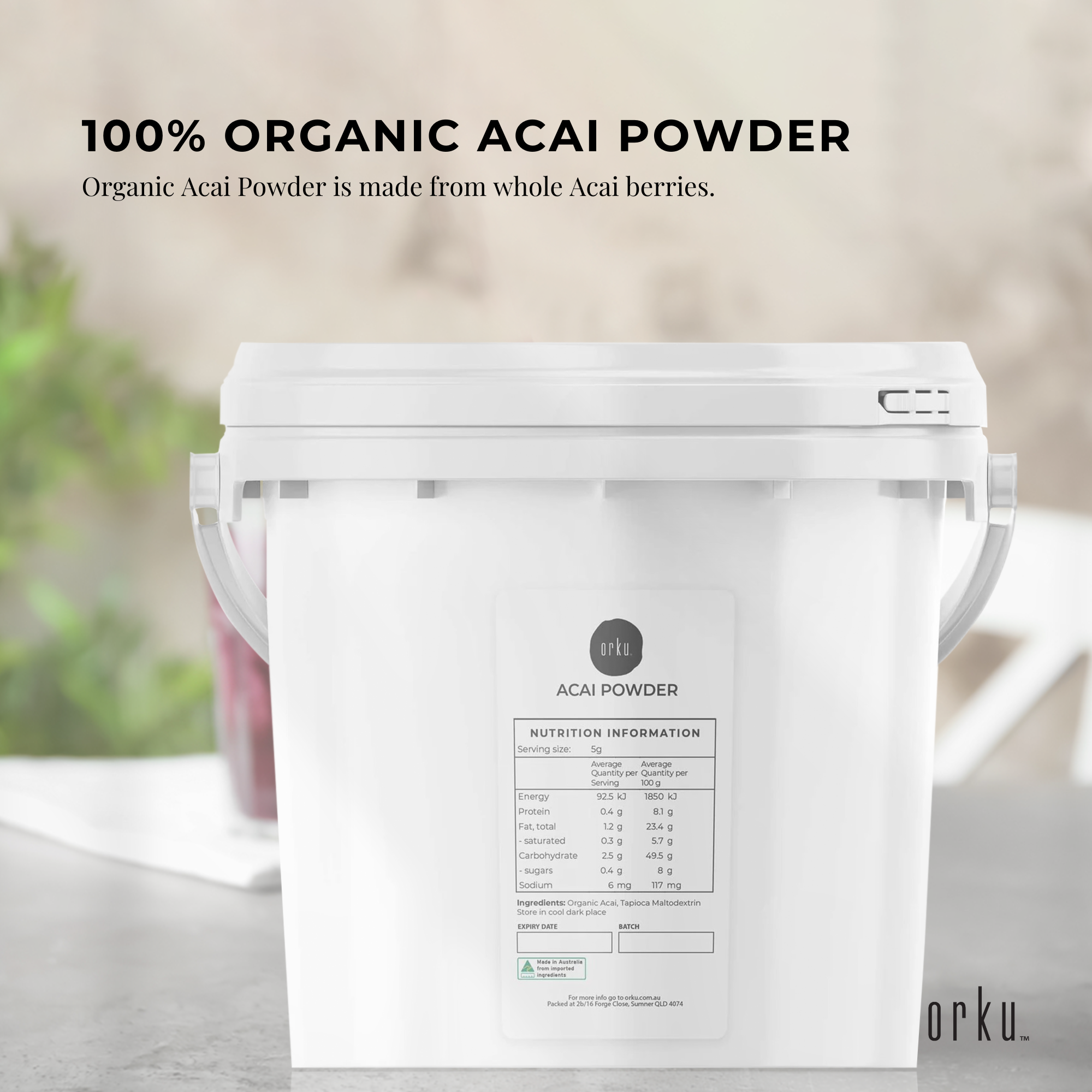 2.5kg Acai Powder Bucket 100% Organic - Pure Superfood Amazon Berries-1