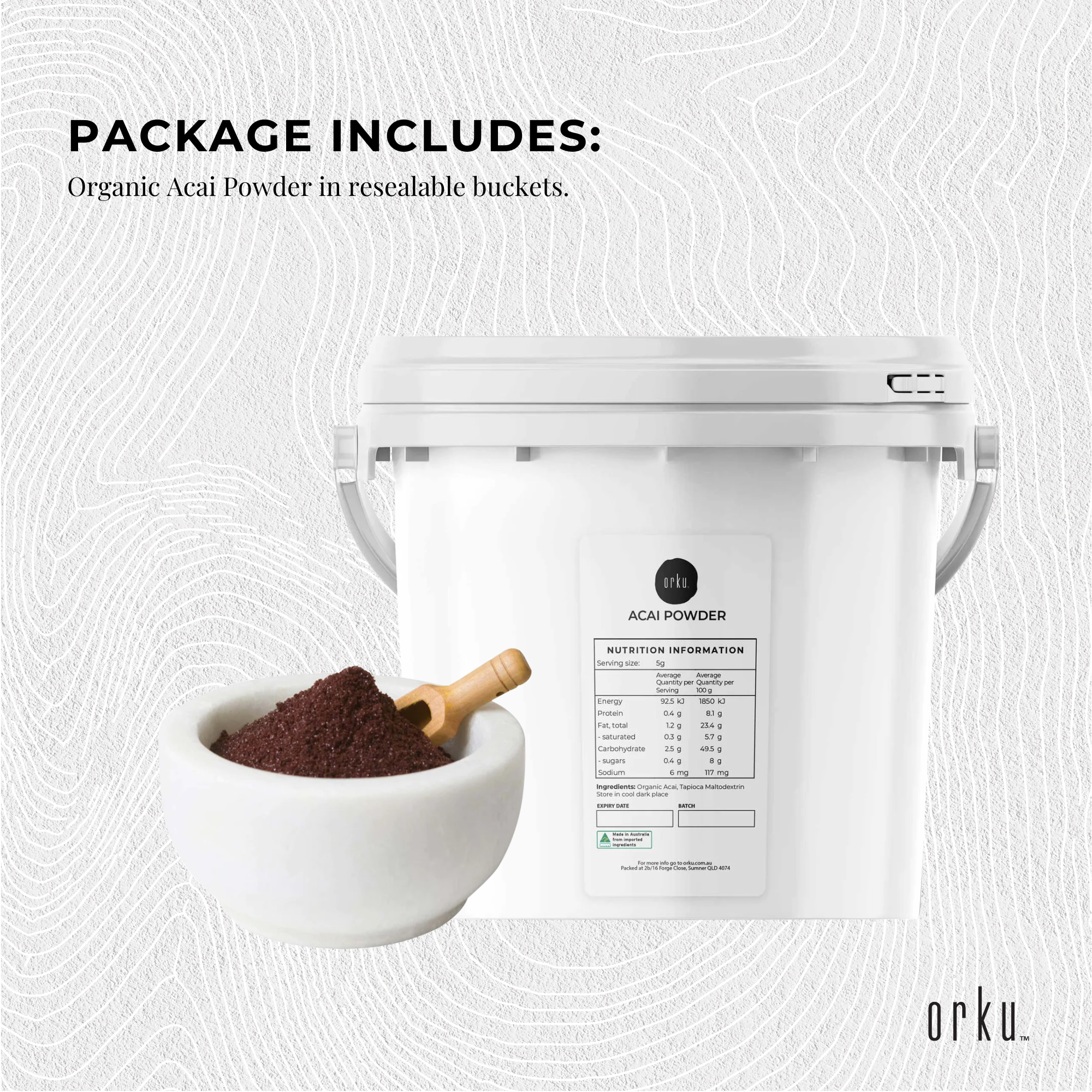 2.5kg Acai Powder Bucket 100% Organic - Pure Superfood Amazon Berries-3