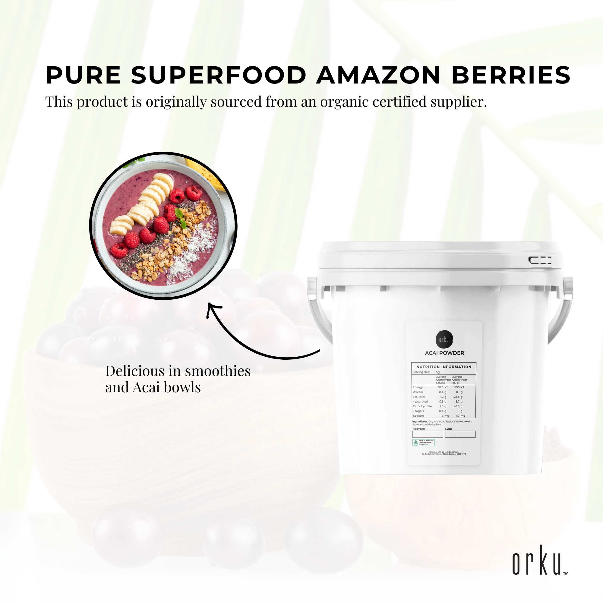 2.5kg Acai Powder Bucket 100% Organic - Pure Superfood Amazon Berries-6