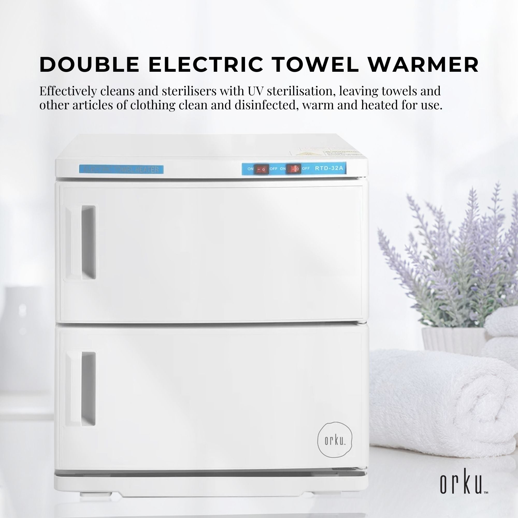 32L White UV Electric Towel Warmer Steriliser Cabinet Beauty Spa Heat Sanitiser-1