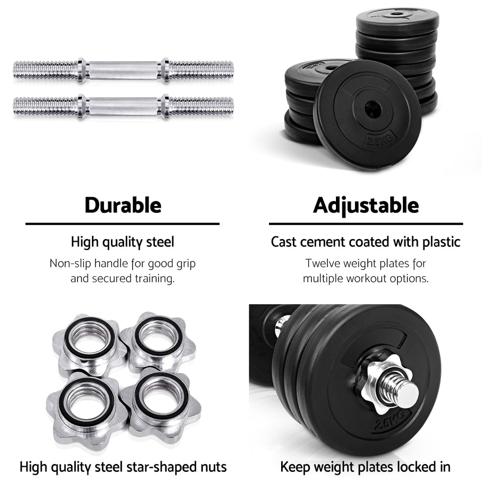 35kg Dumbbells Dumbbell Set Weight Plates Home Gym Fitness Exercise-4