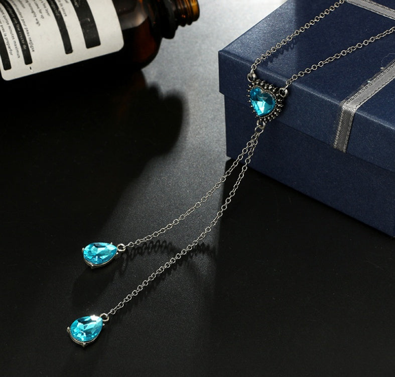 Heart shaped water drop tassel necklace