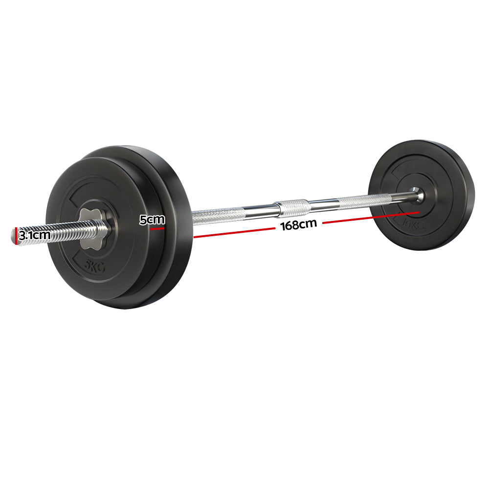 38KG Barbell Weight Set Plates Bar Bench Press Fitness Exercise Home Gym 168cm-1