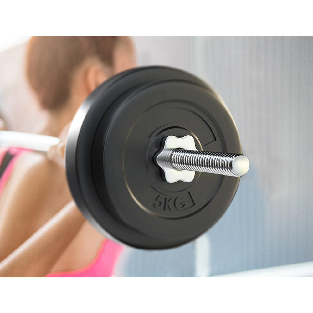 38KG Barbell Weight Set Plates Bar Bench Press Fitness Exercise Home Gym 168cm-4