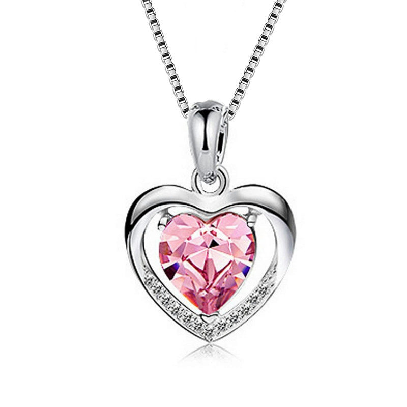 925 sterling silver my heart eternal necklace jewelry crystal pendant