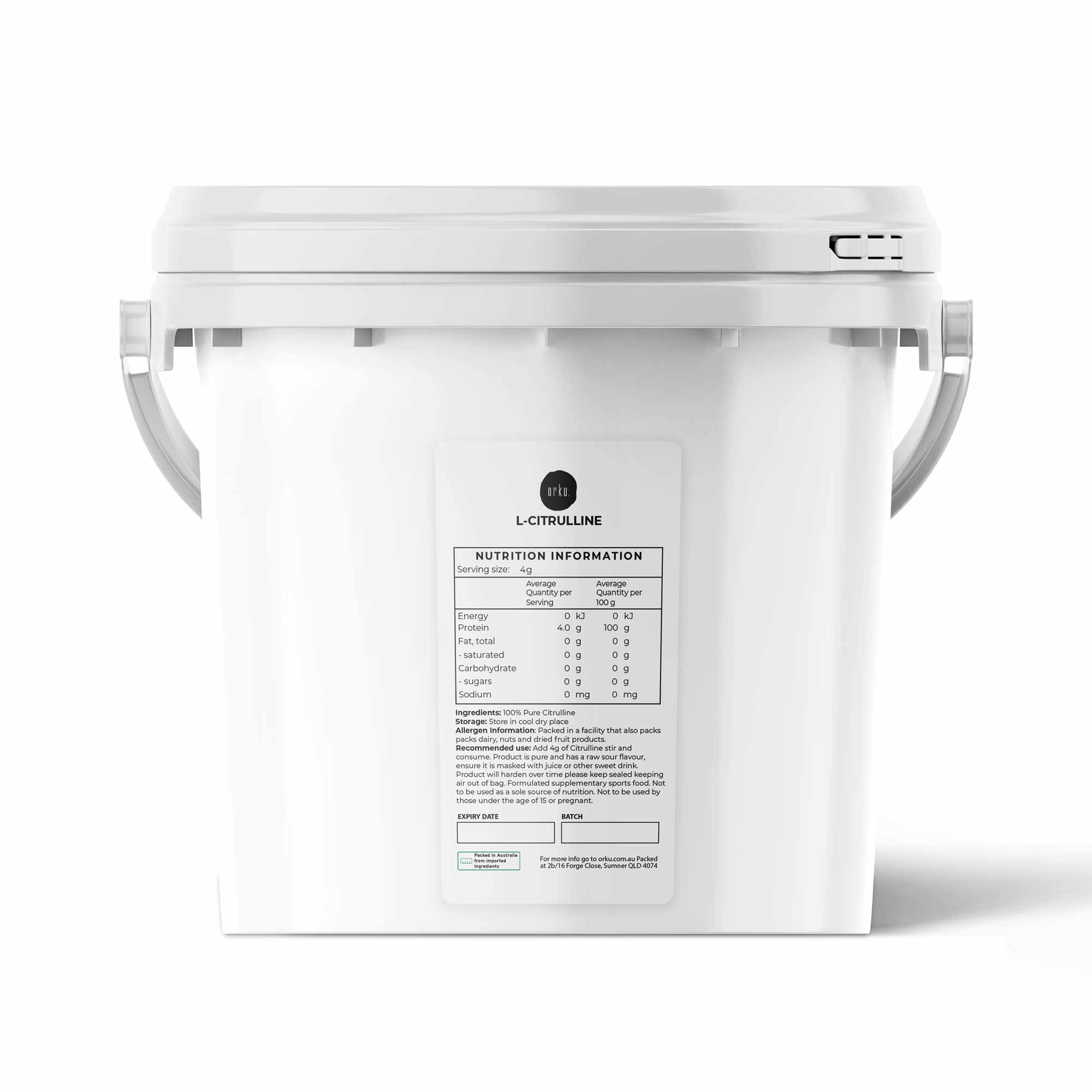 3Kg L-Citrulline Powder Bucket - Pure Amino Acid Pre-Workout Supplement-0