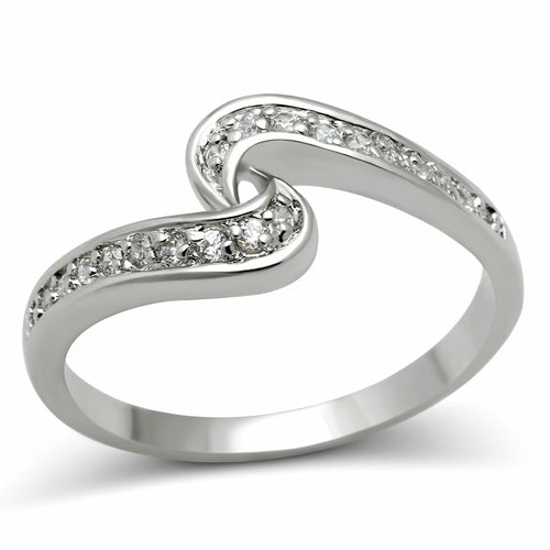 3W119 - Rhodium Brass Ring with AAA Grade CZ in Clear