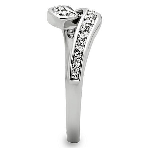 3W119 - Rhodium Brass Ring with AAA Grade CZ in Clear