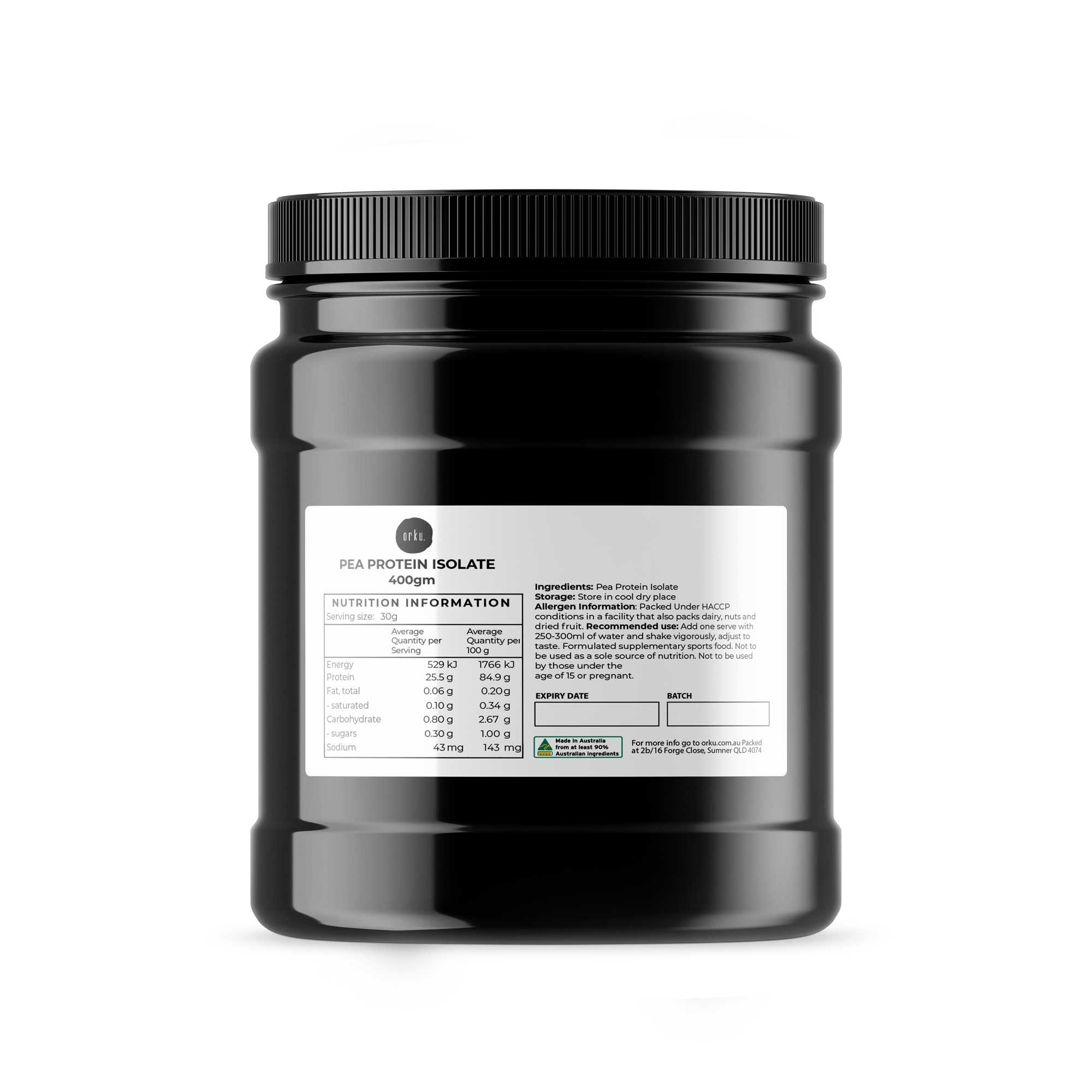 400g Pea Protein Powder Isolate - Plant Vegan Vegetarian Shake Supplement Jar-0