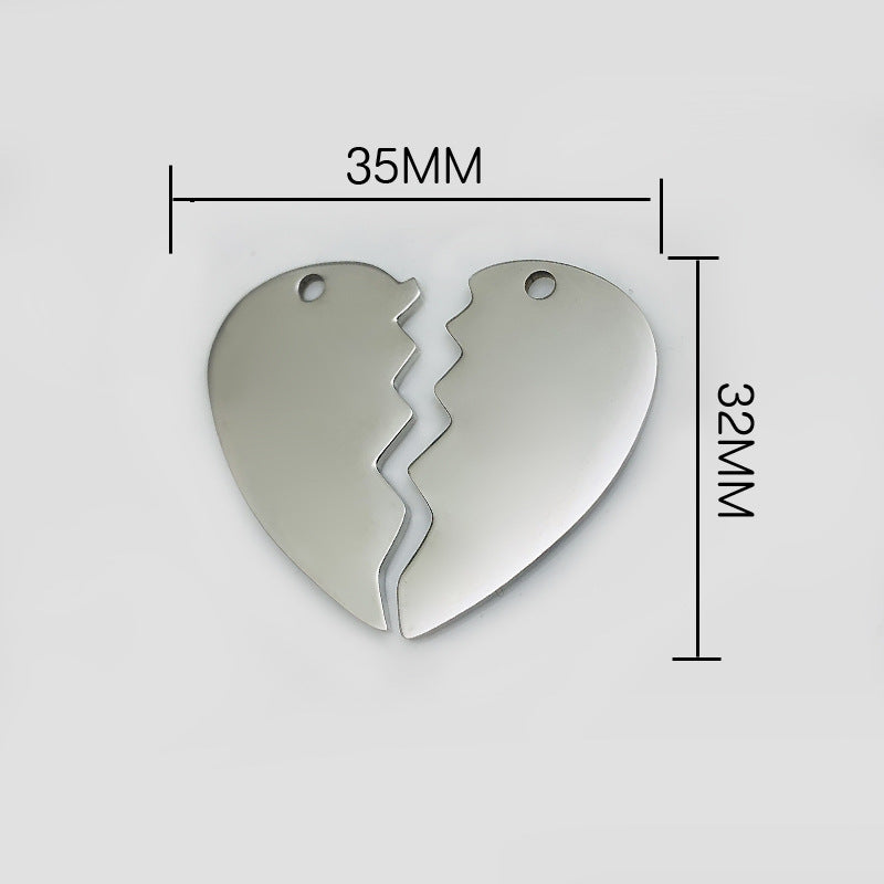 Stainless Steel Glossy Glossy Heart-shaped Brand Peach Heart Pendant Necklace Titanium Steel Metal Heart-shaped Pet Tag