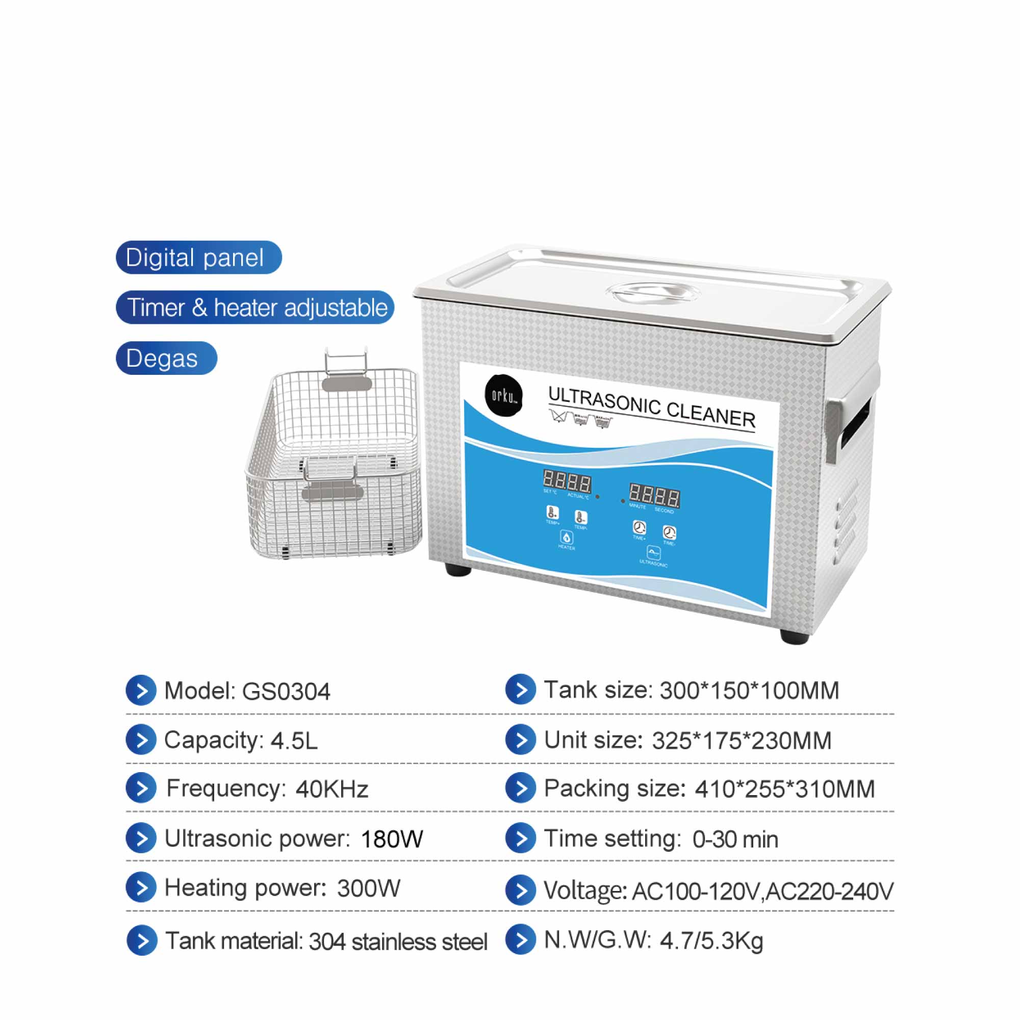 4.5L Digital Ultrasonic Cleaner - Ultra Sonic Bath Jewellery Cleaning-9