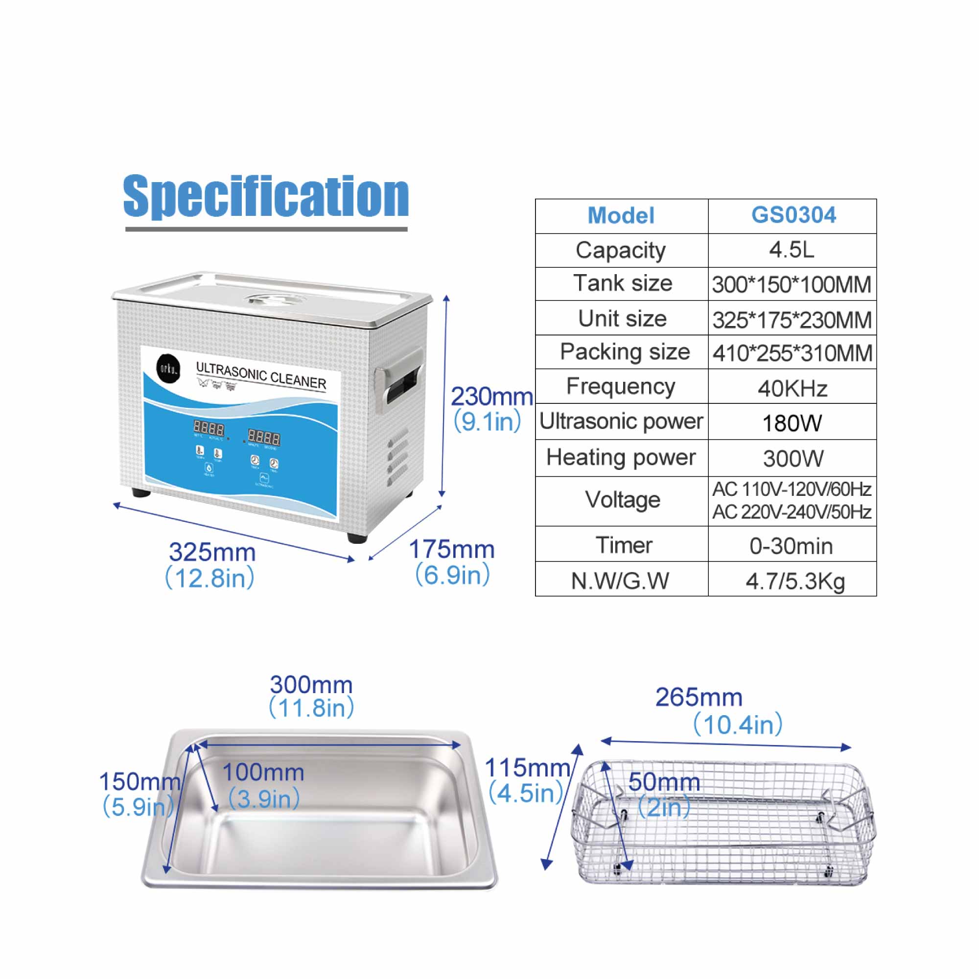 4.5L Digital Ultrasonic Cleaner - Ultra Sonic Bath Jewellery Cleaning-7