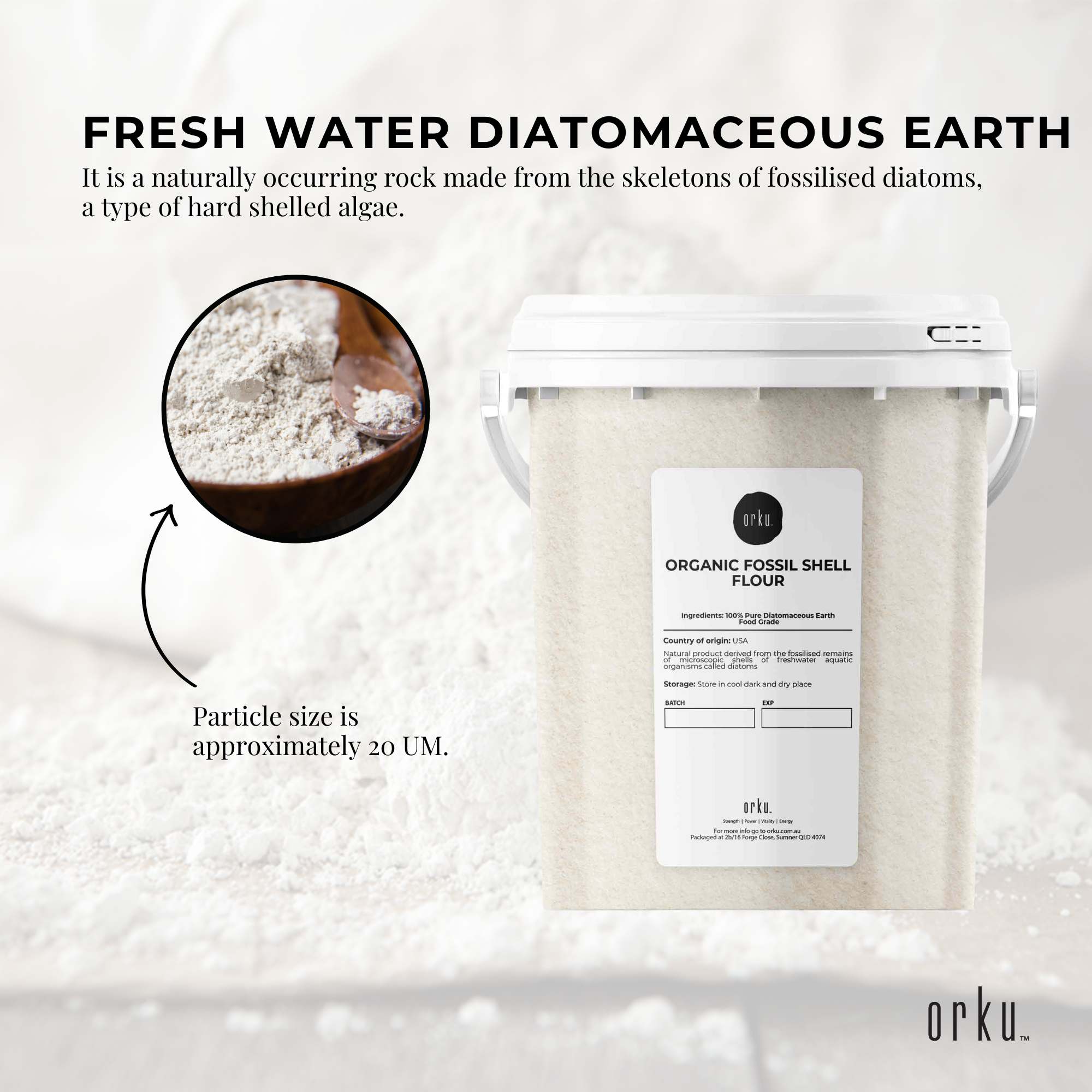 Organic Fine Diatomaceous Earth Tubs - Food Grade Fossil Shell Flour Powder-4